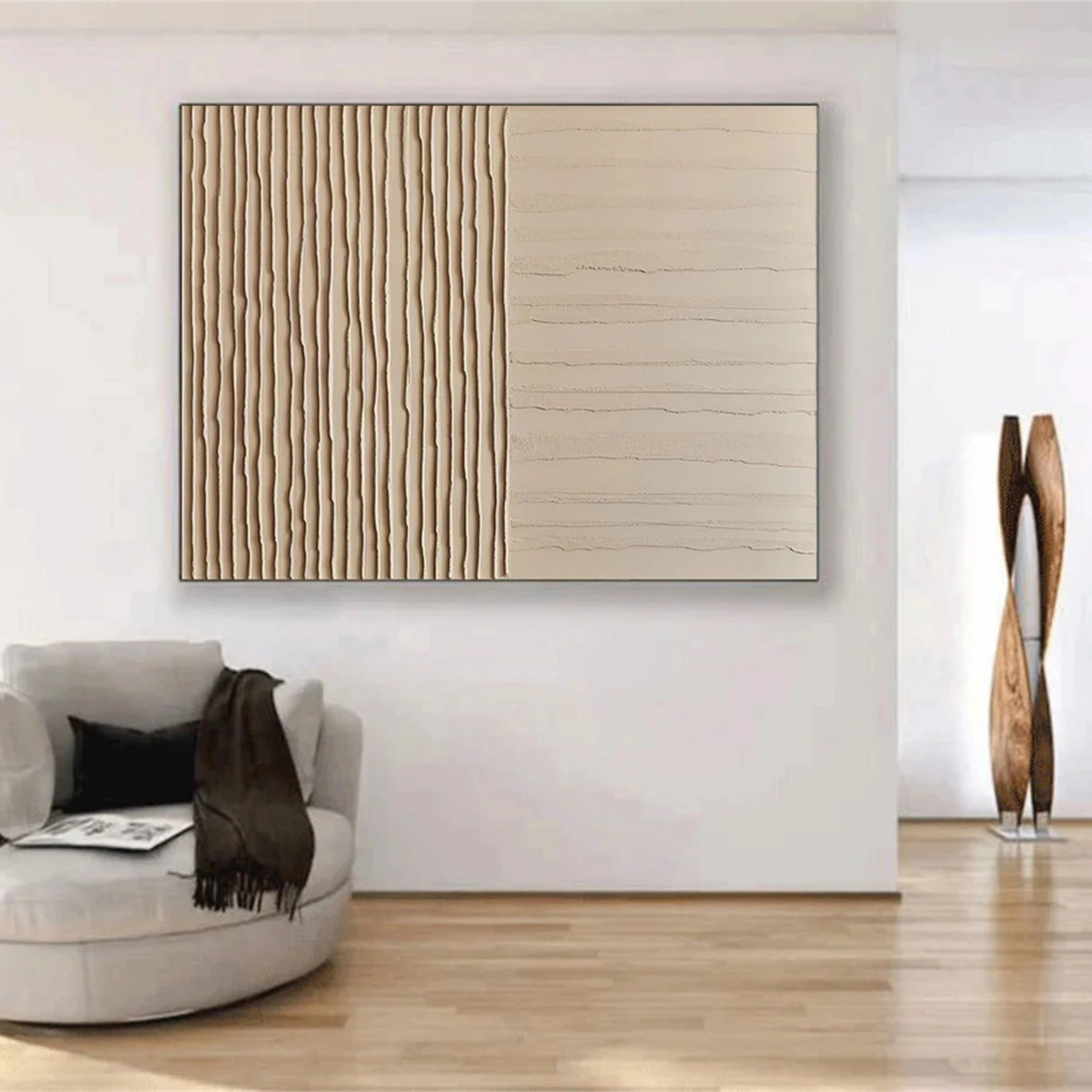 Wabi Sabi Textured Wall Art | Large Horizontal Neutral Canvas Decor Ideas #ZZ 111