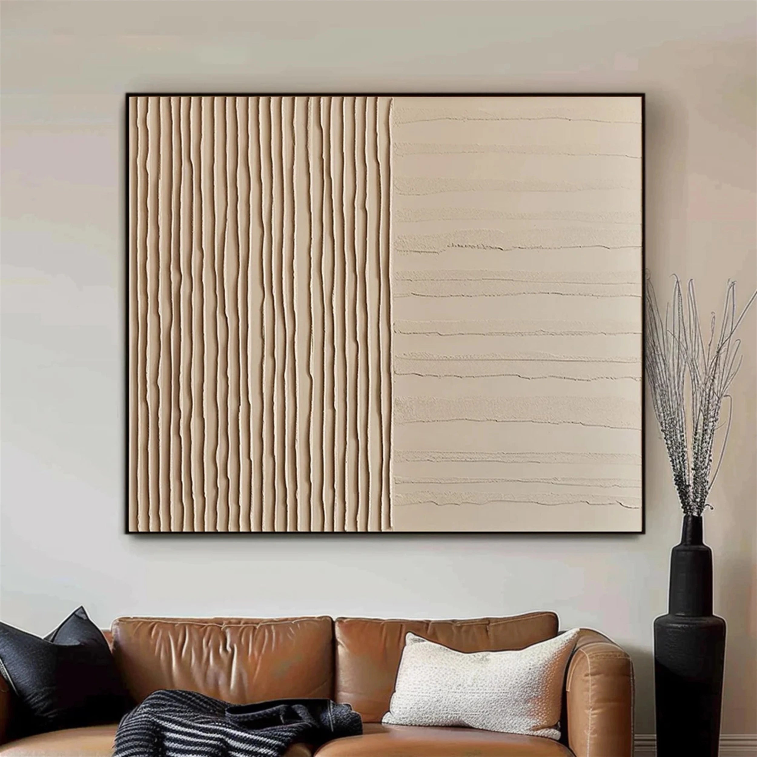 Wabi Sabi Textured Wall Art | Large Horizontal Neutral Canvas Decor Ideas #ZZ 111