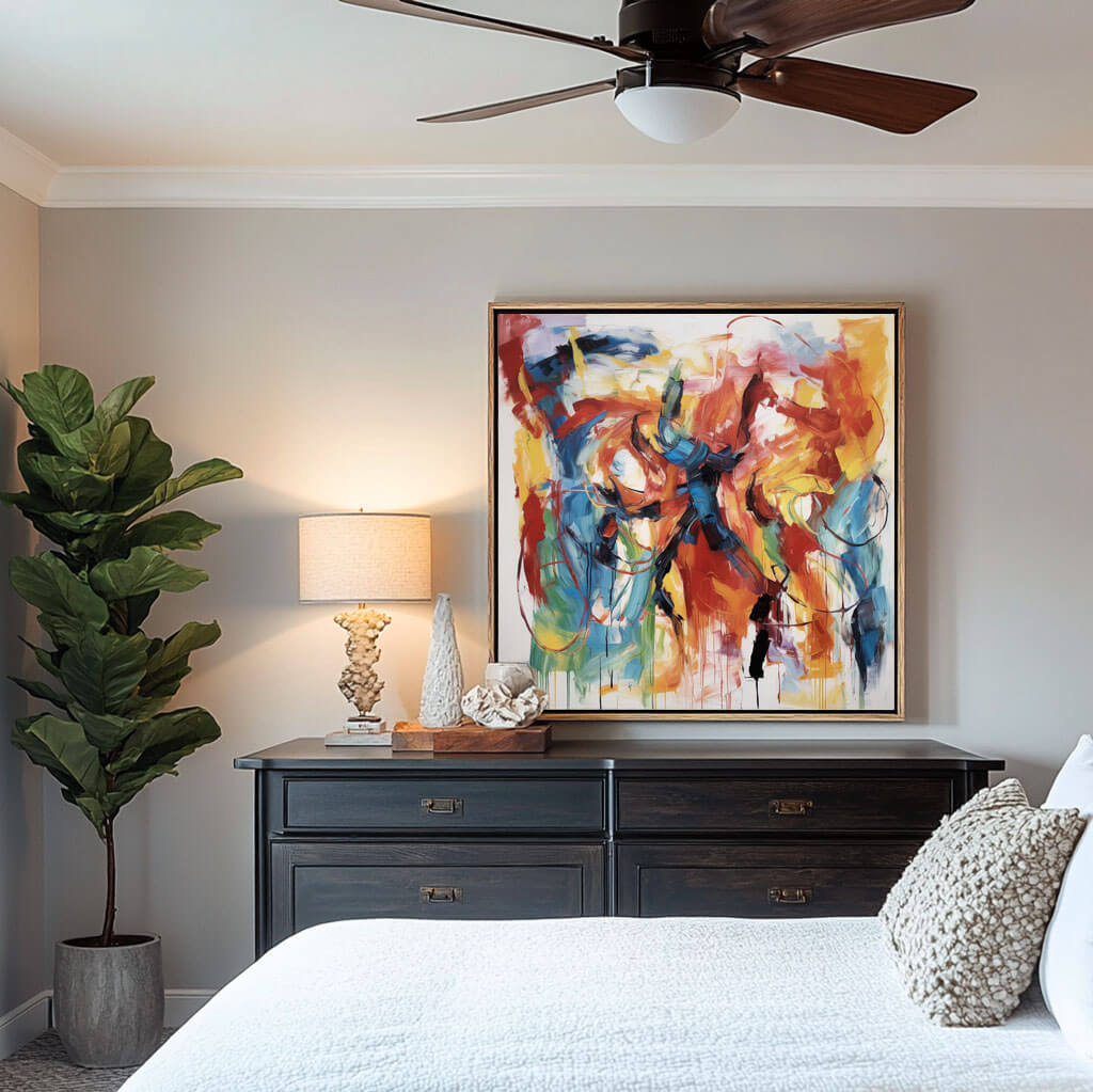 Large Colorful Abstract Wall Art | Square Contemporary Canvas Painting #ZZ 216