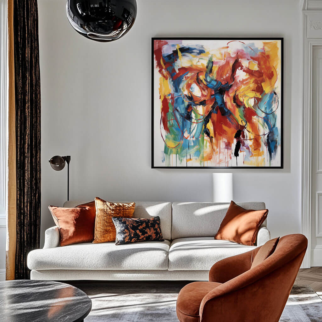 Large Colorful Abstract Wall Art | Square Contemporary Canvas Painting #ZZ 216