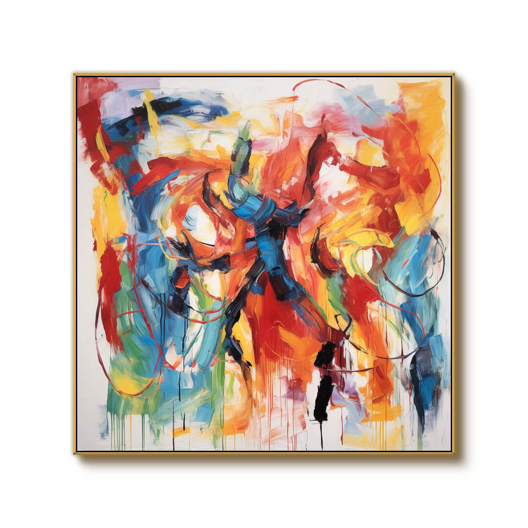 Large Colorful Abstract Wall Art | Square Contemporary Canvas Painting #ZZ 216