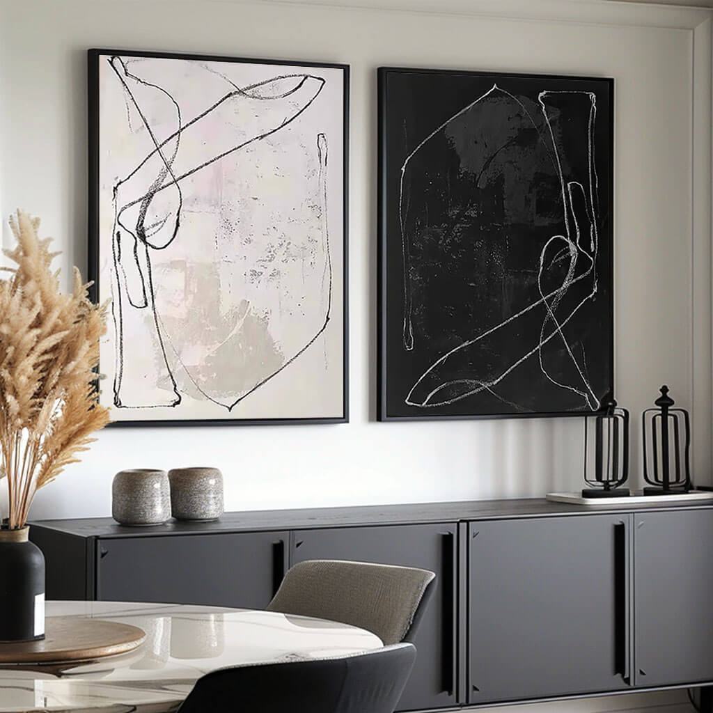 Minimalist Line Art Diptych | Japandi Style Wall Decor #AA 254