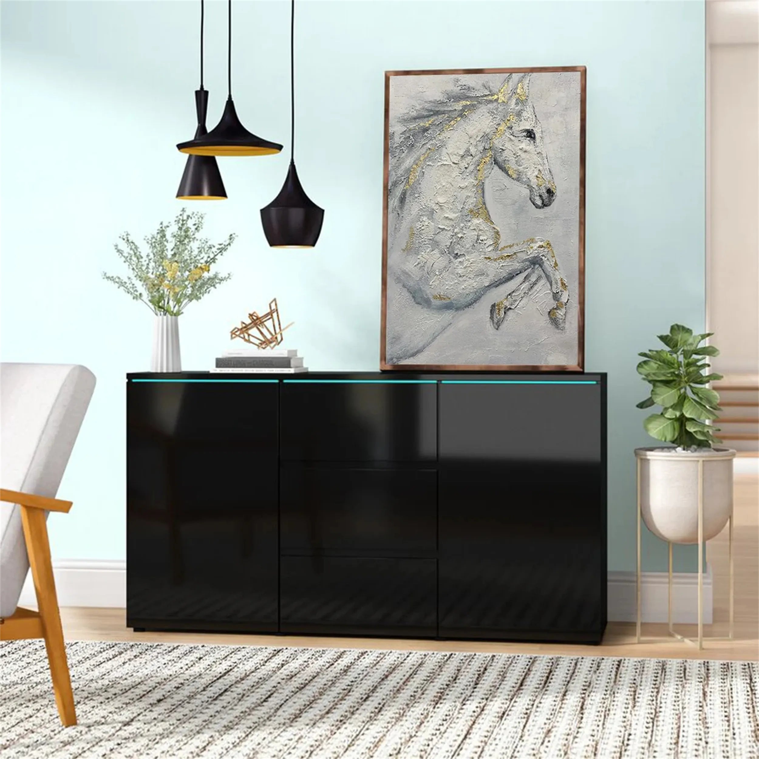 Oversized Vertical Wall Art | Textured White Horse Painting #ZZ 150