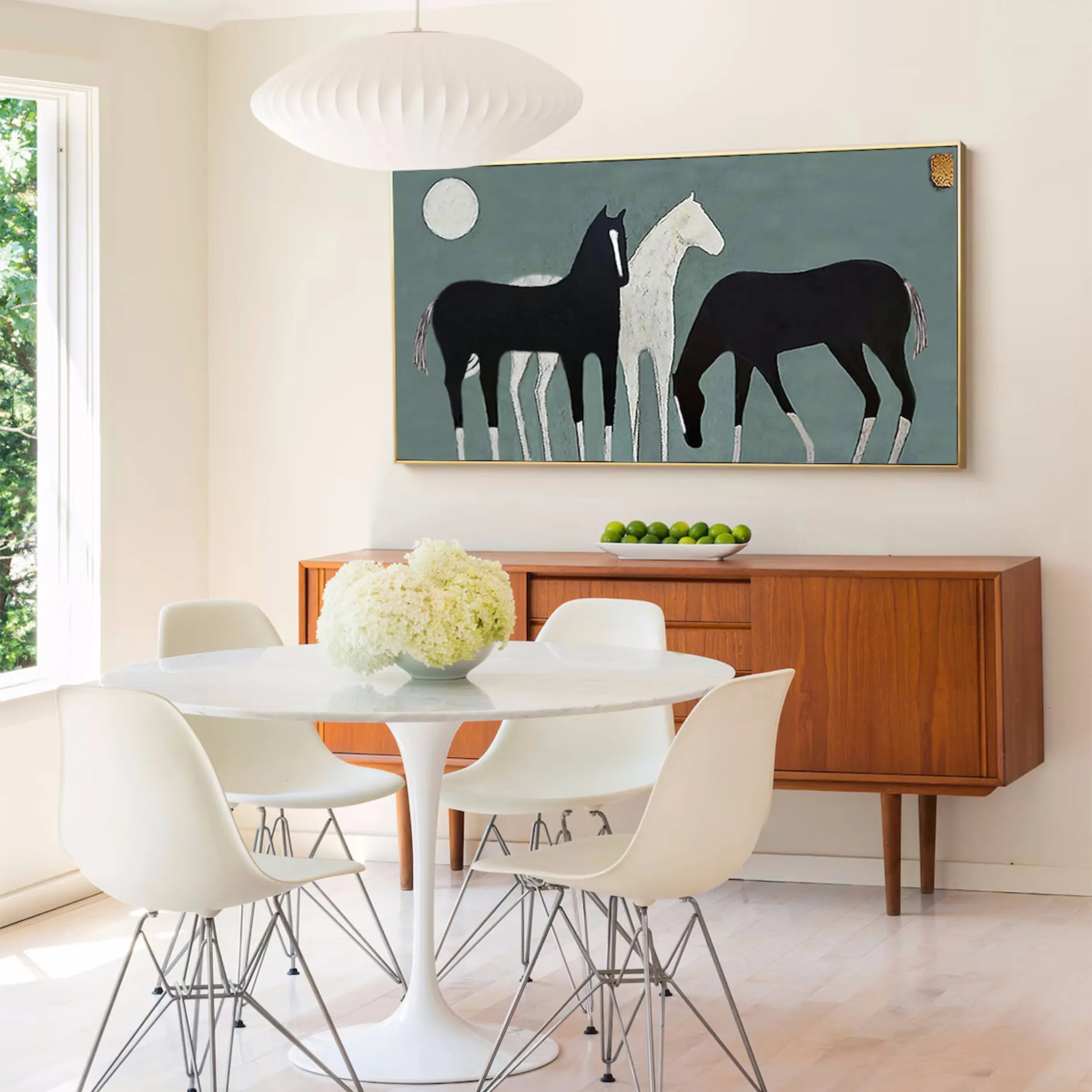Stylized Three Horses Painting | Large Modern Equine Wall Art #ZZ 151