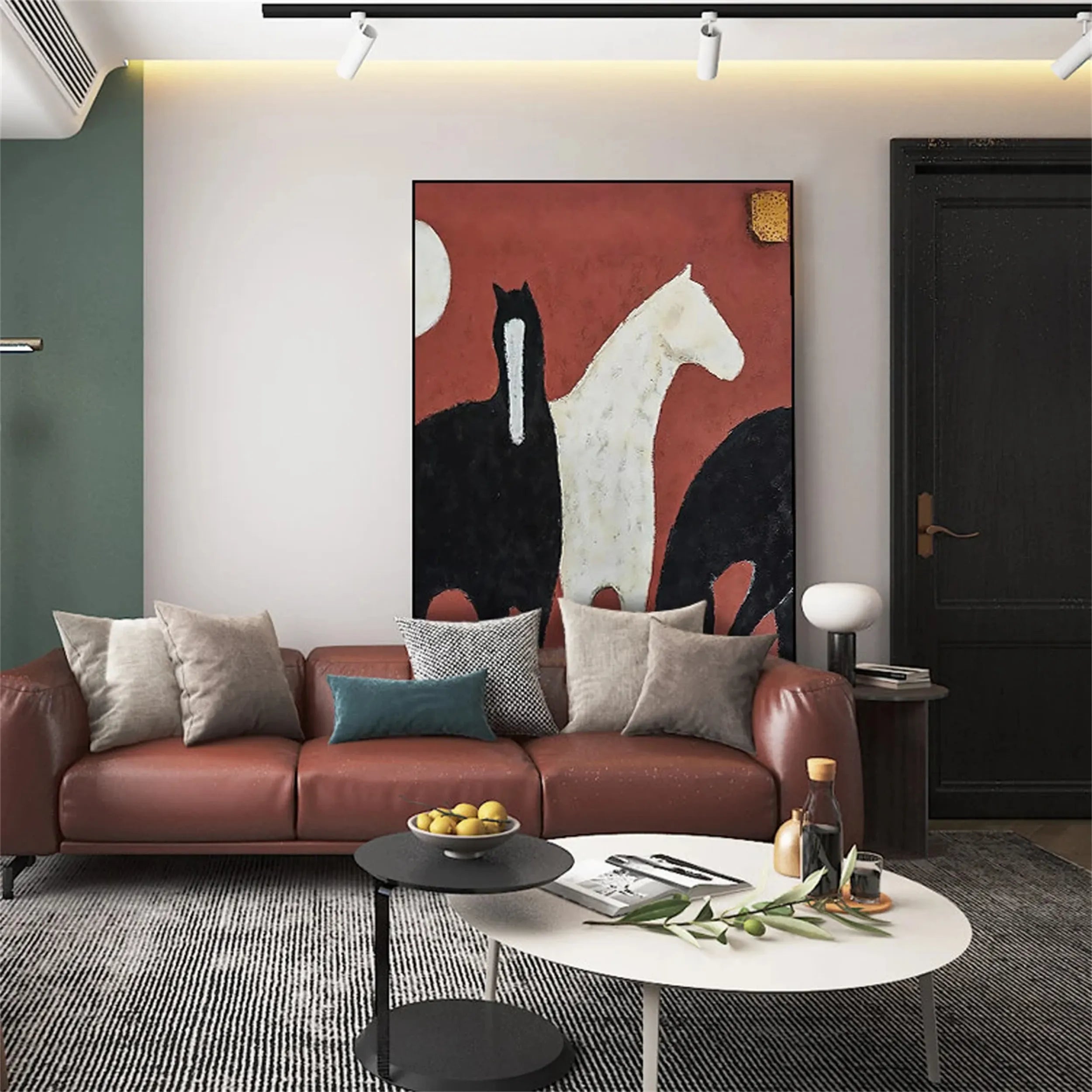 Large Contemporary Wall Art | Vertical Abstract Horse Painting Decor #ZZ 155