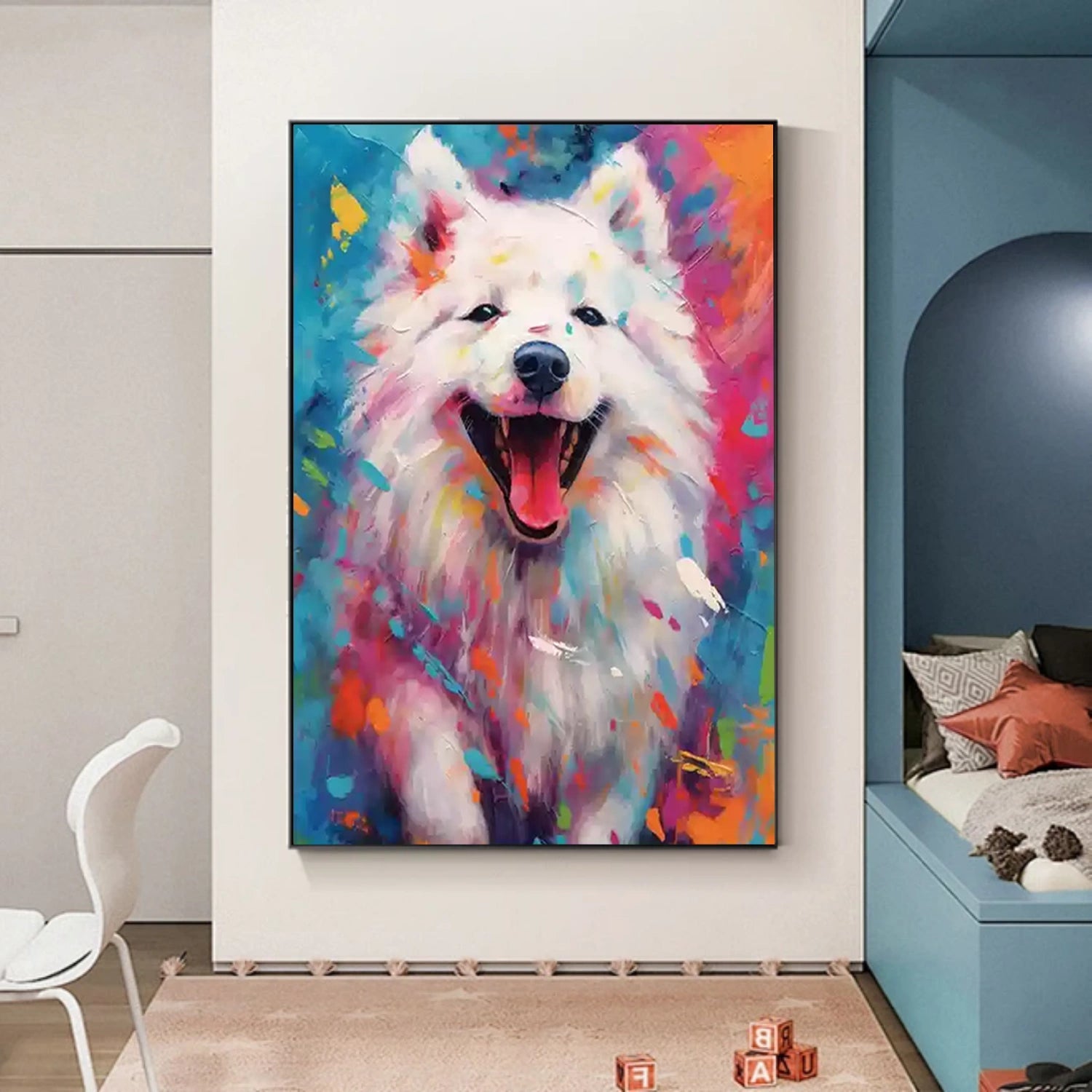 Contemporary Pet Portrait | Large Textured Dog Painting Colorful #ZZ 159