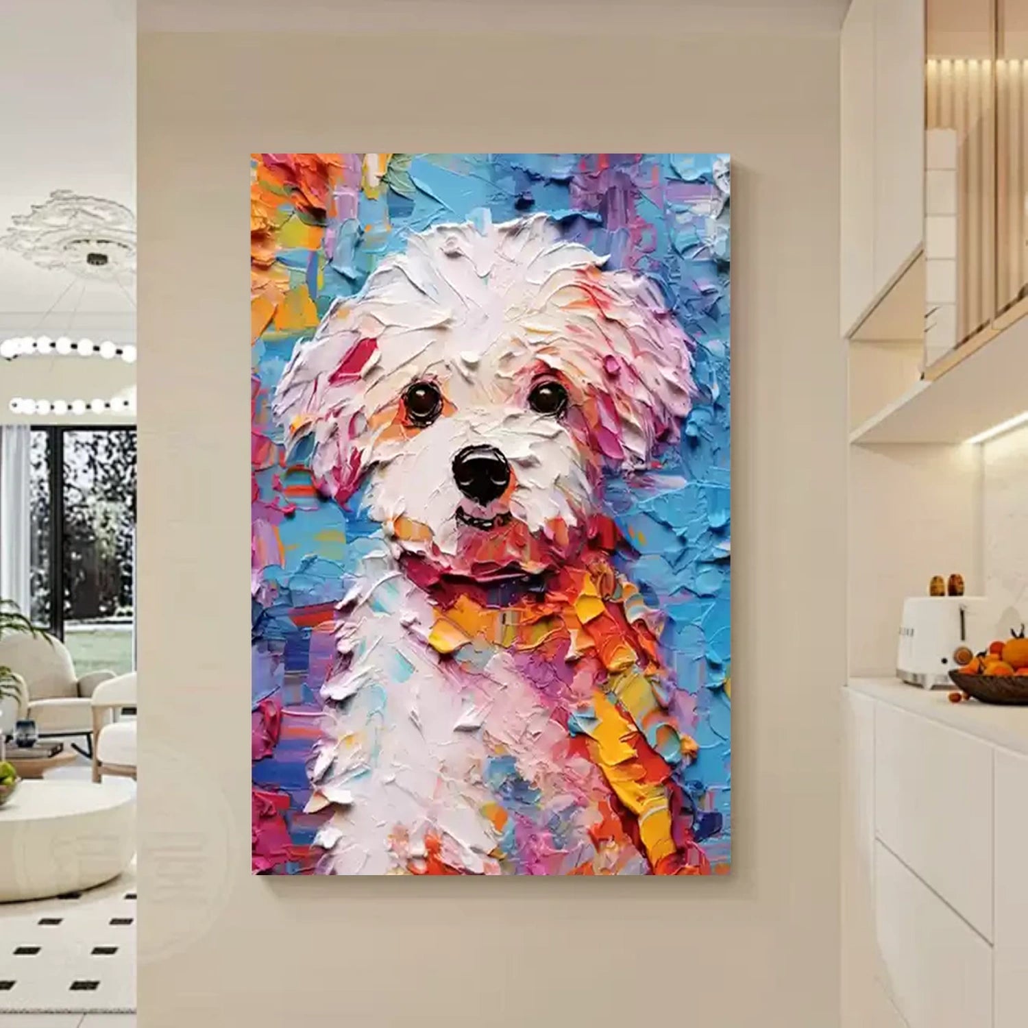 Vibrant Dog Painting - Maltese Canvas Art