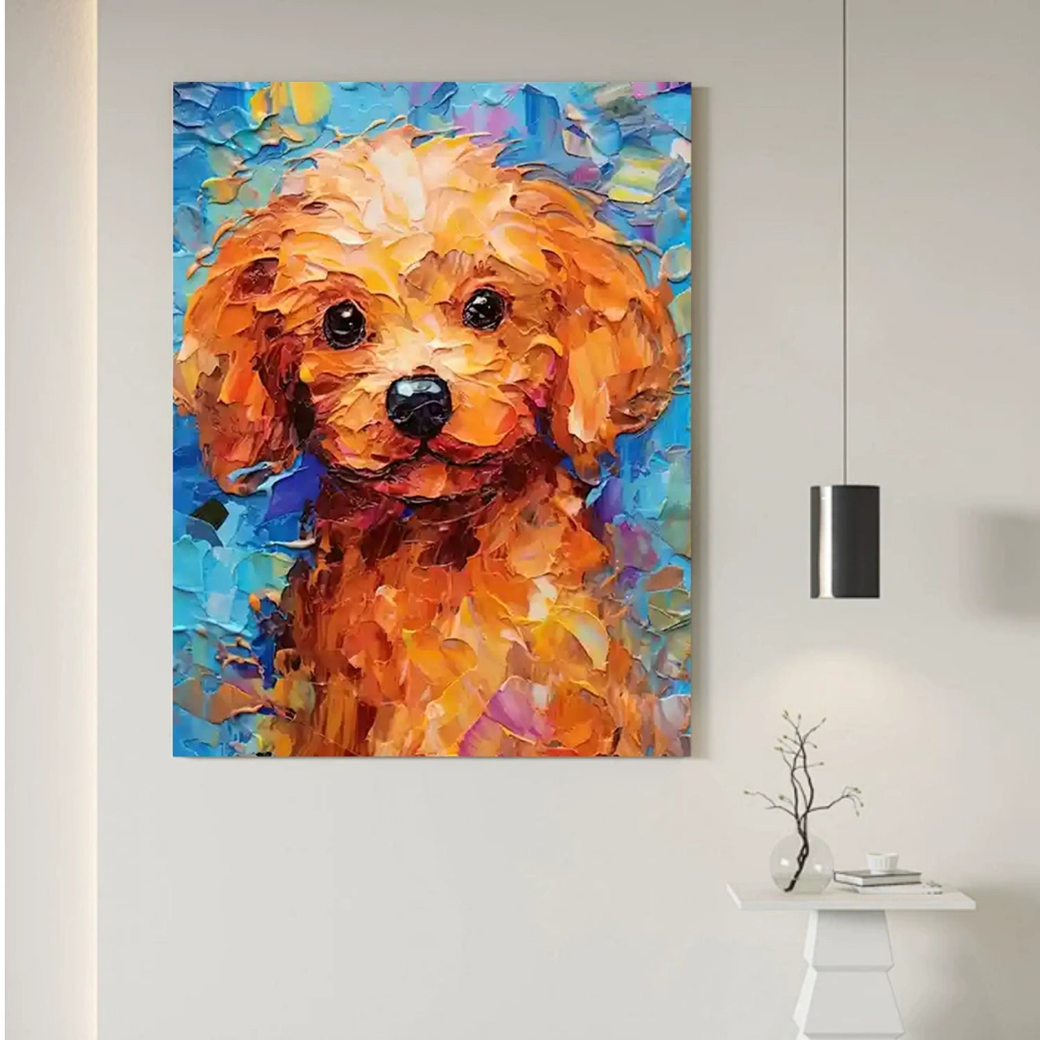 Abstract Pet Portrait | Colorful Textured Dog Canvas Wall Art #ZZ 161