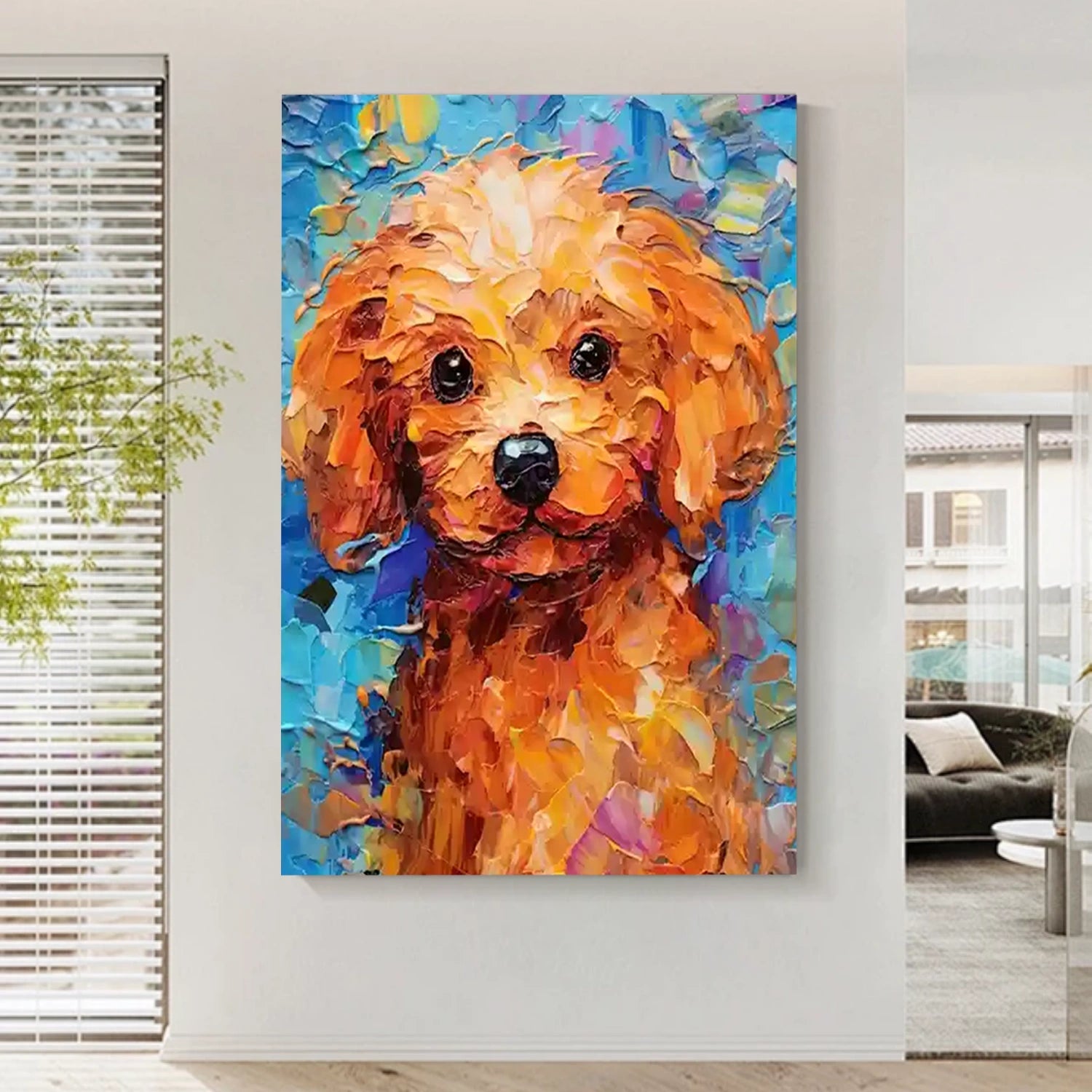 Abstract Pet Portrait | Colorful Textured Dog Canvas Wall Art #ZZ 161