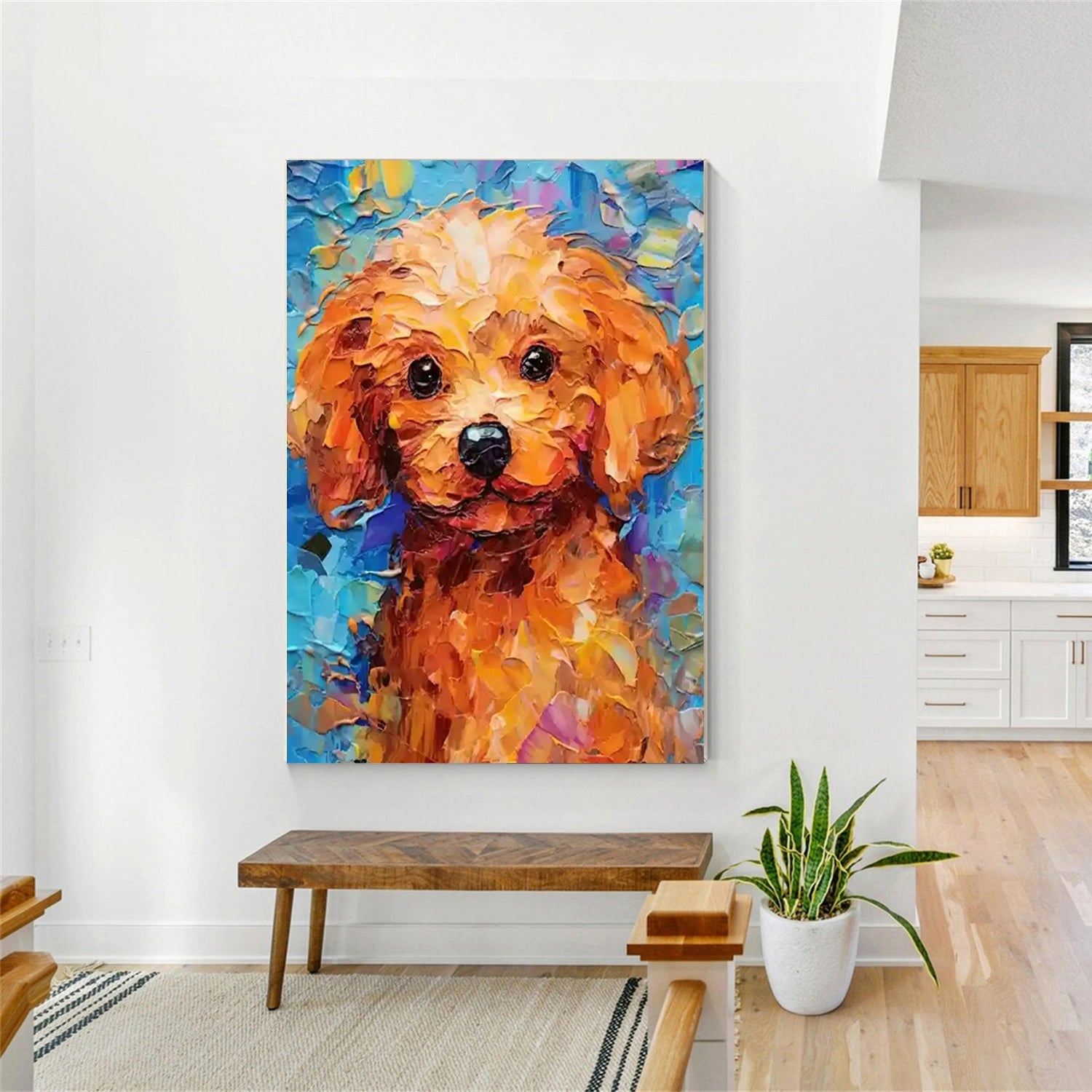Abstract Pet Portrait | Colorful Textured Dog Canvas Wall Art #ZZ 161