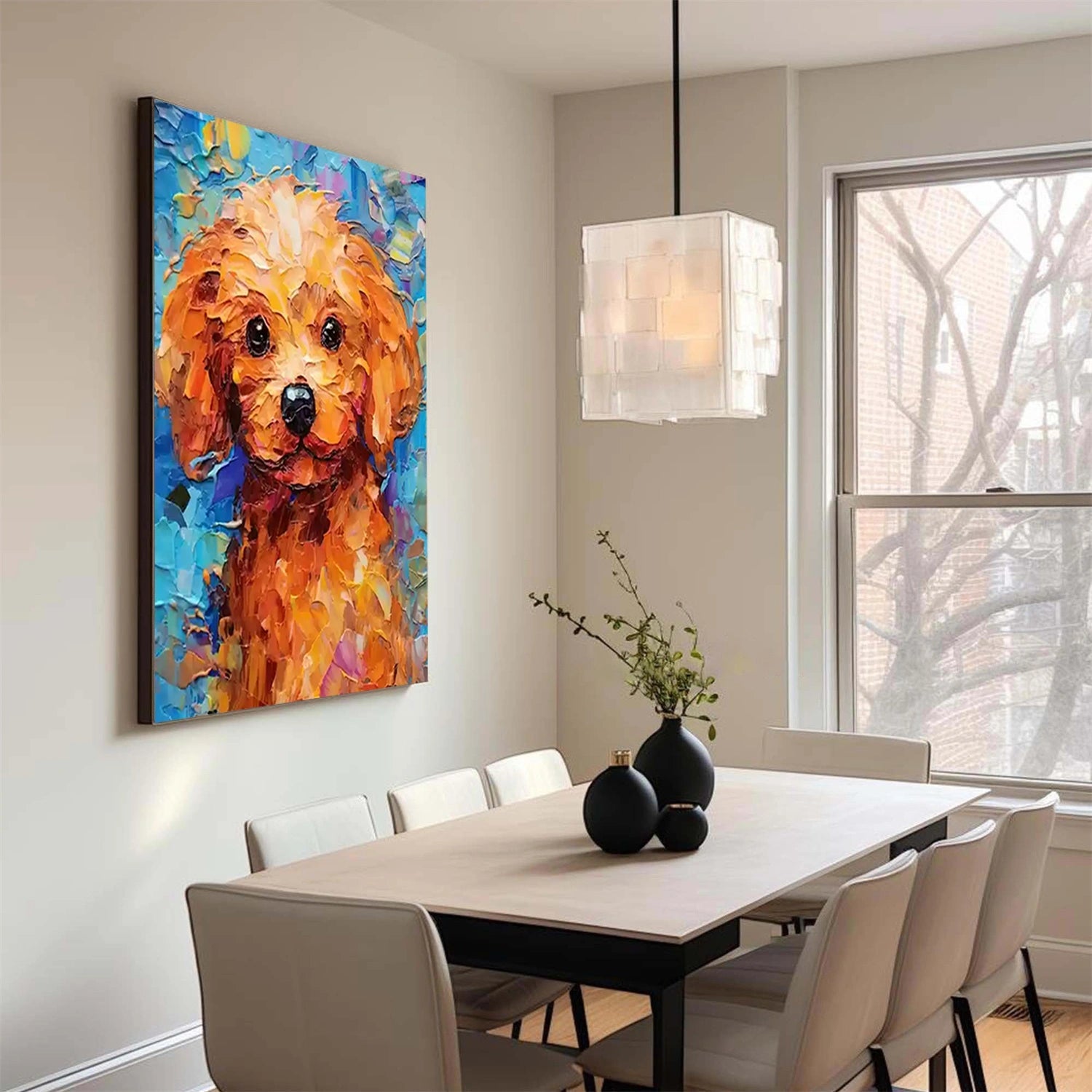 Abstract Pet Portrait | Colorful Textured Dog Canvas Wall Art #ZZ 161