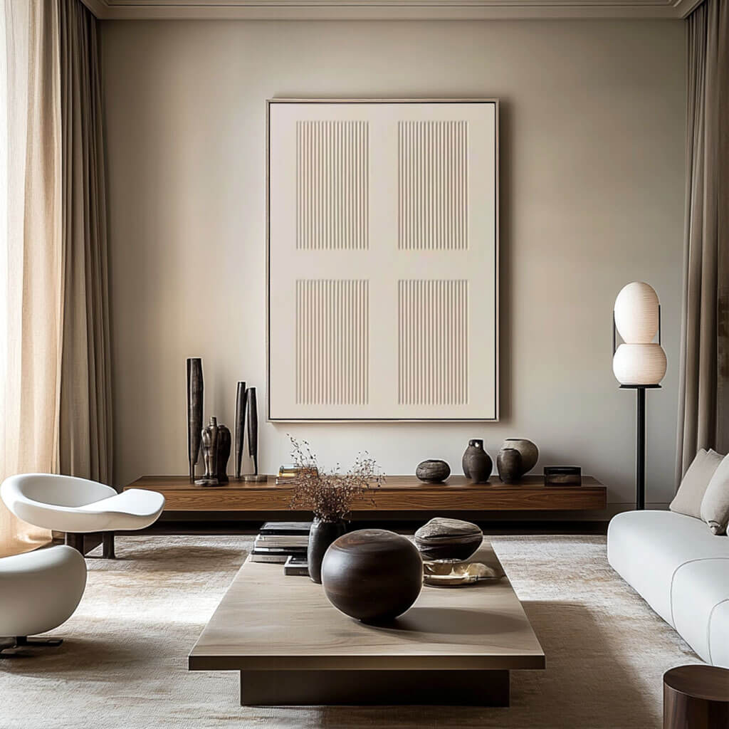 Oversized Wabi Sabi Wall Art | Textured Neutral Geometric Painting #ZZ 217