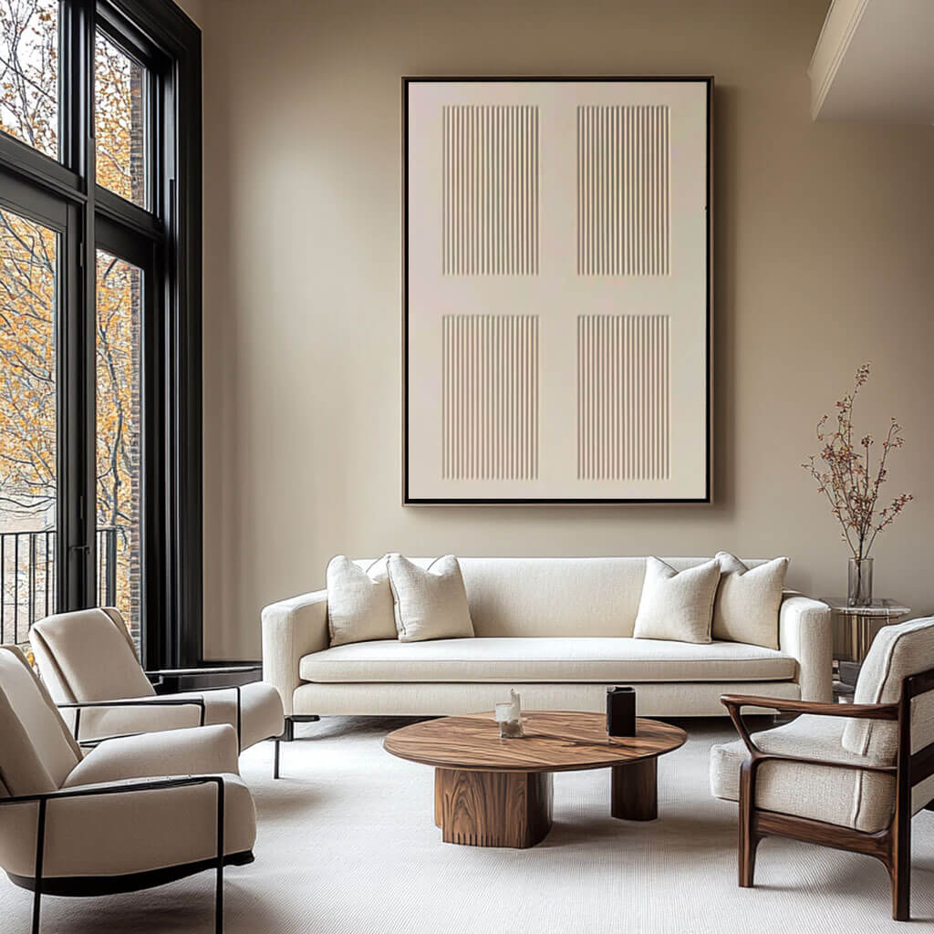 Oversized Wabi Sabi Wall Art | Textured Neutral Geometric Painting #ZZ 217