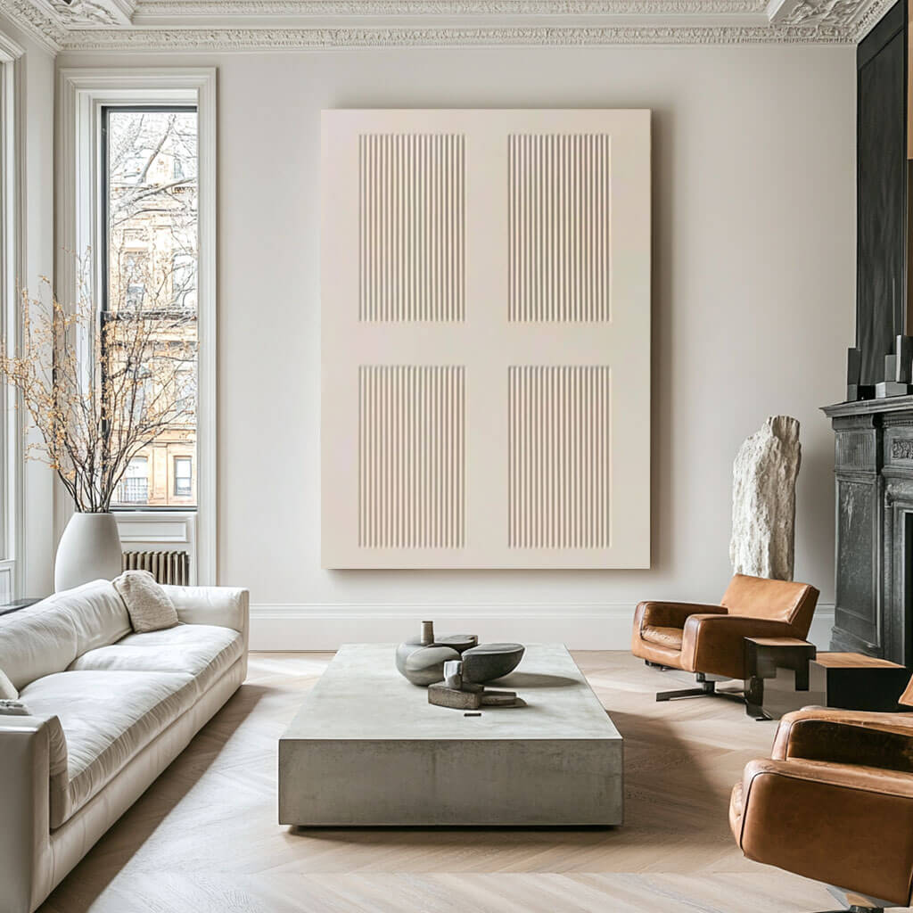 Oversized Wabi Sabi Wall Art | Textured Neutral Geometric Painting #ZZ 217