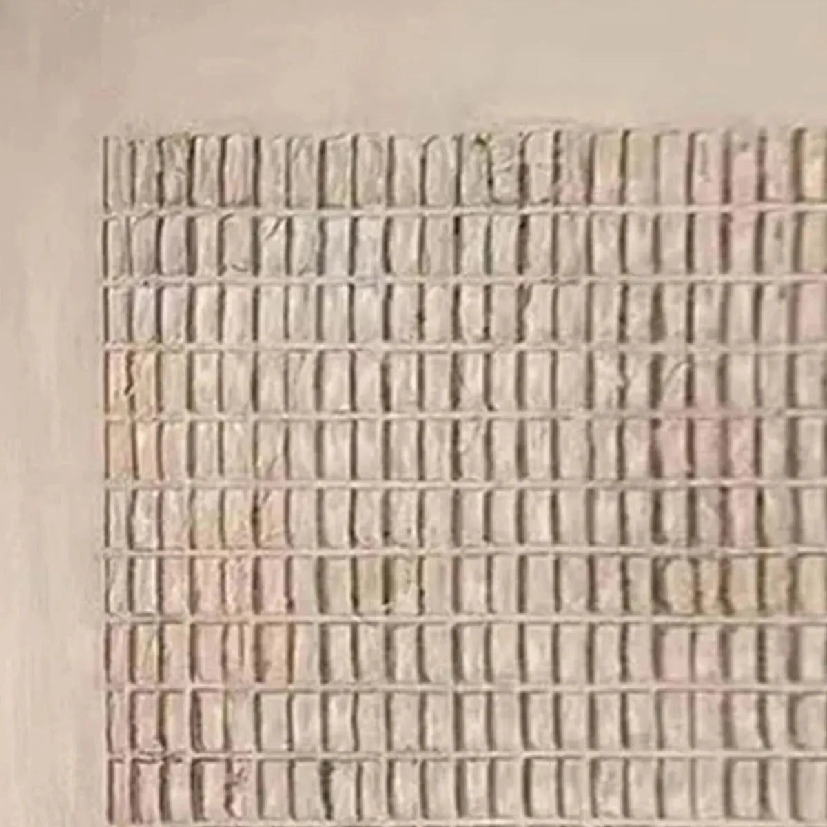 Beige Textured Grid Canvas Wall Art | Faux Plaster Relief #AA 426