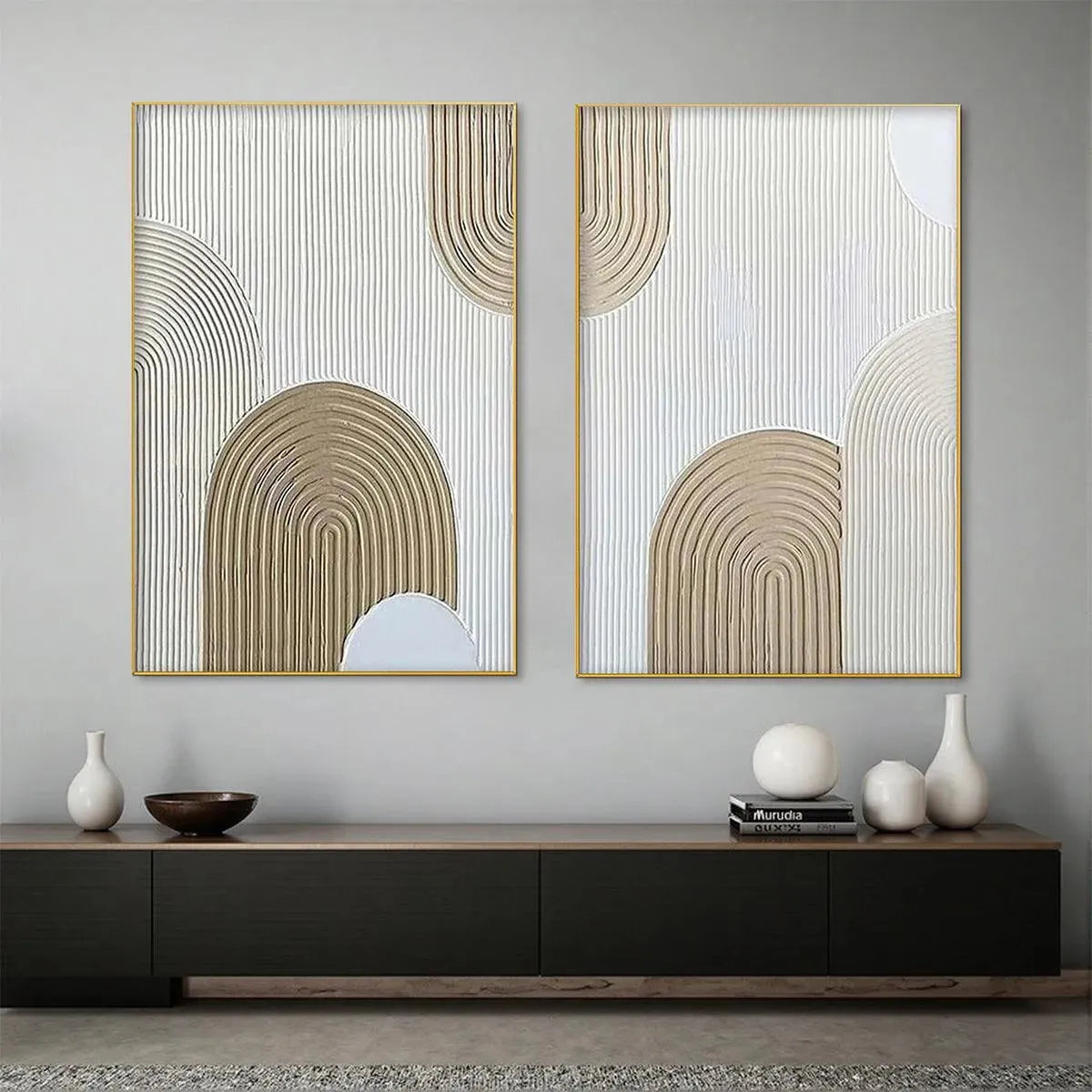 Abstract Textured Wall Art | Modern Neutral Paintings Set of 2 #ZZ 246