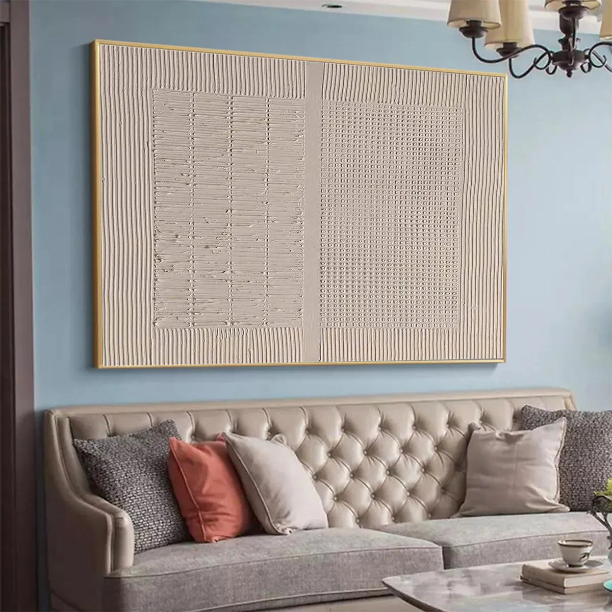 Large Textured Wall Art, Beige Wabi Sabi Painting #ZZ 236