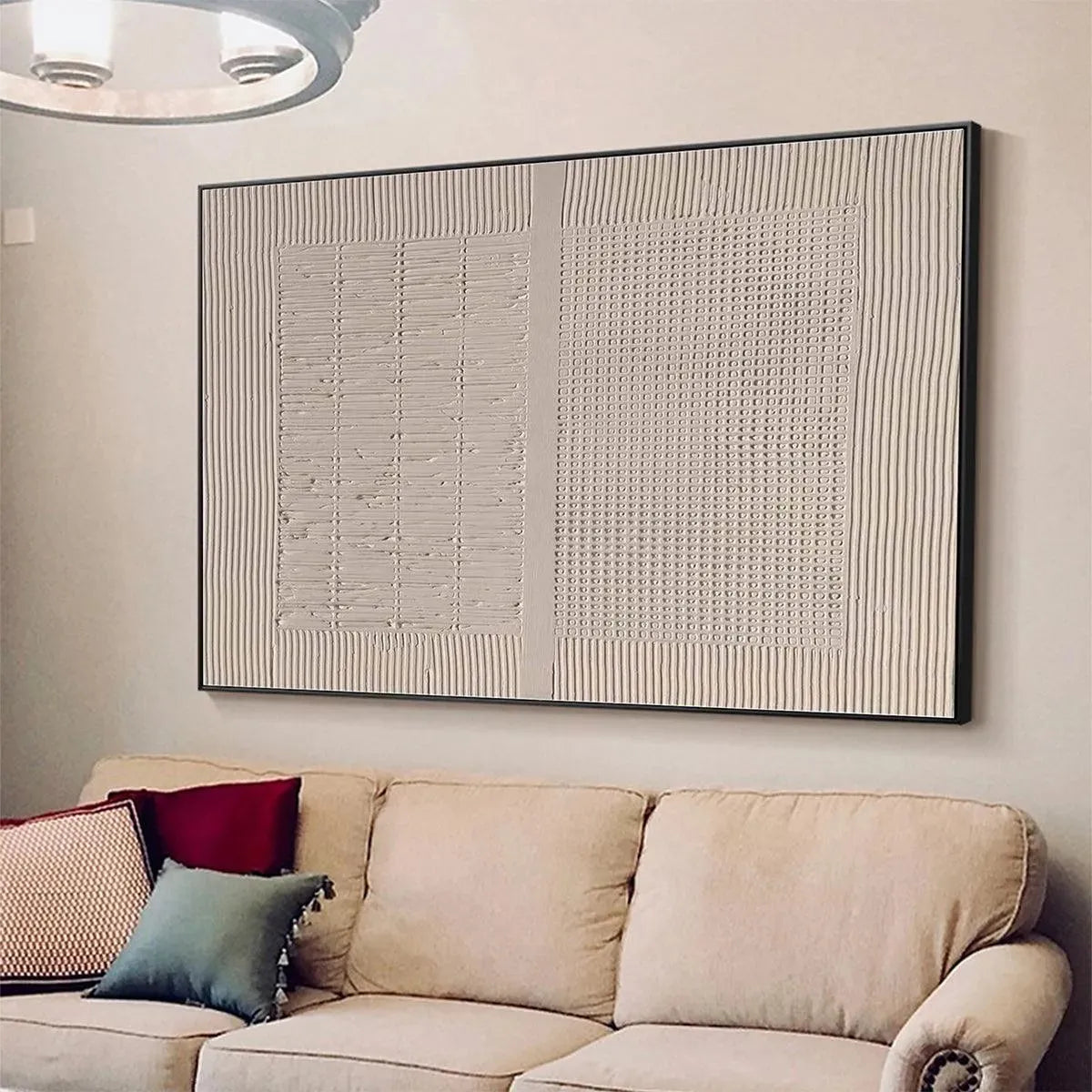 Large Textured Wall Art, Beige Wabi Sabi Painting #ZZ 236