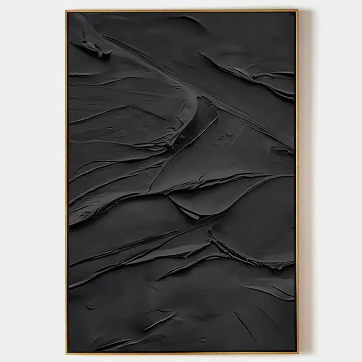 Minimalist All Black Wall Art | Modern 3D Textured Canvas #AA 458
