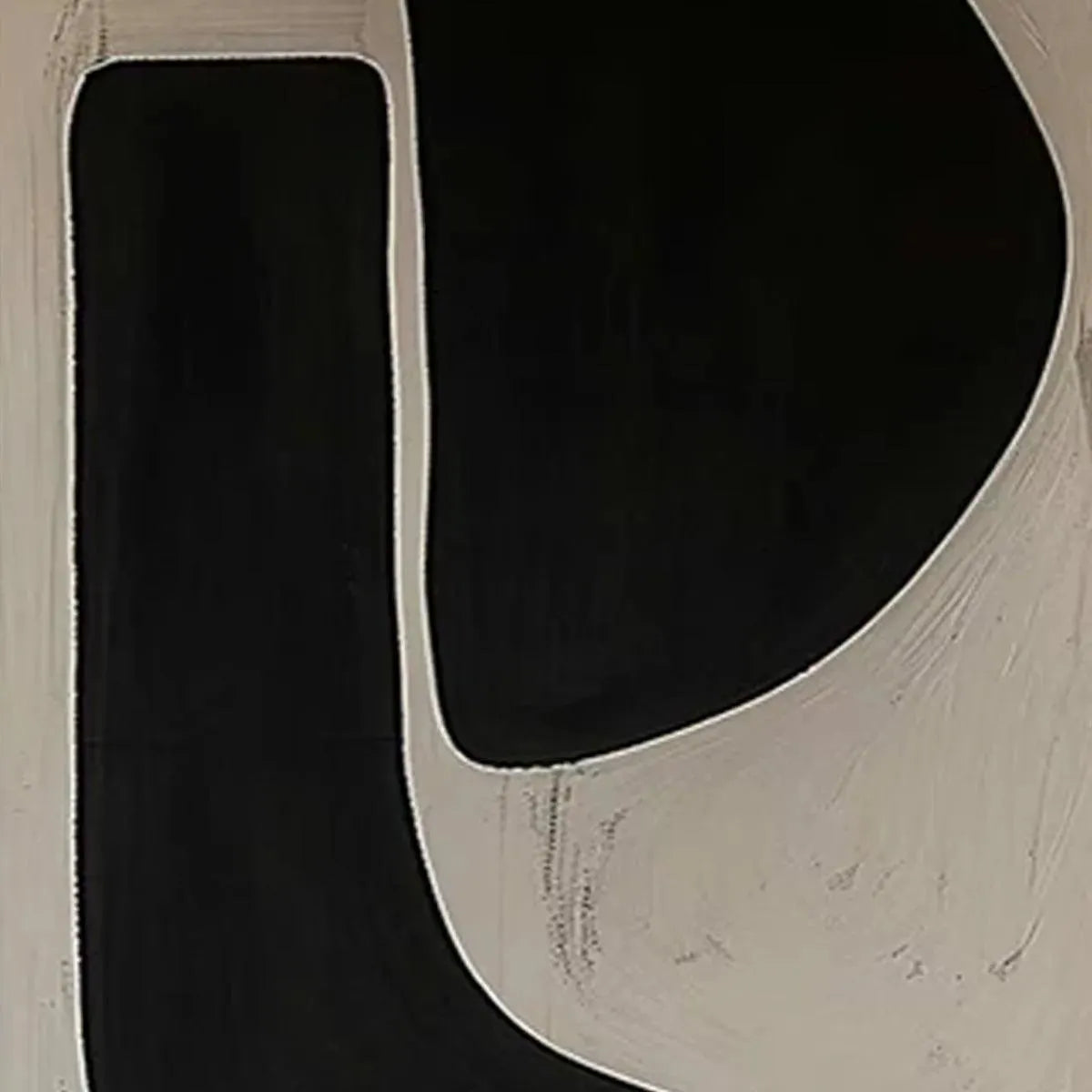 Mid-Century Modern Inspired Art | Large Black & Beige Art #AA 189