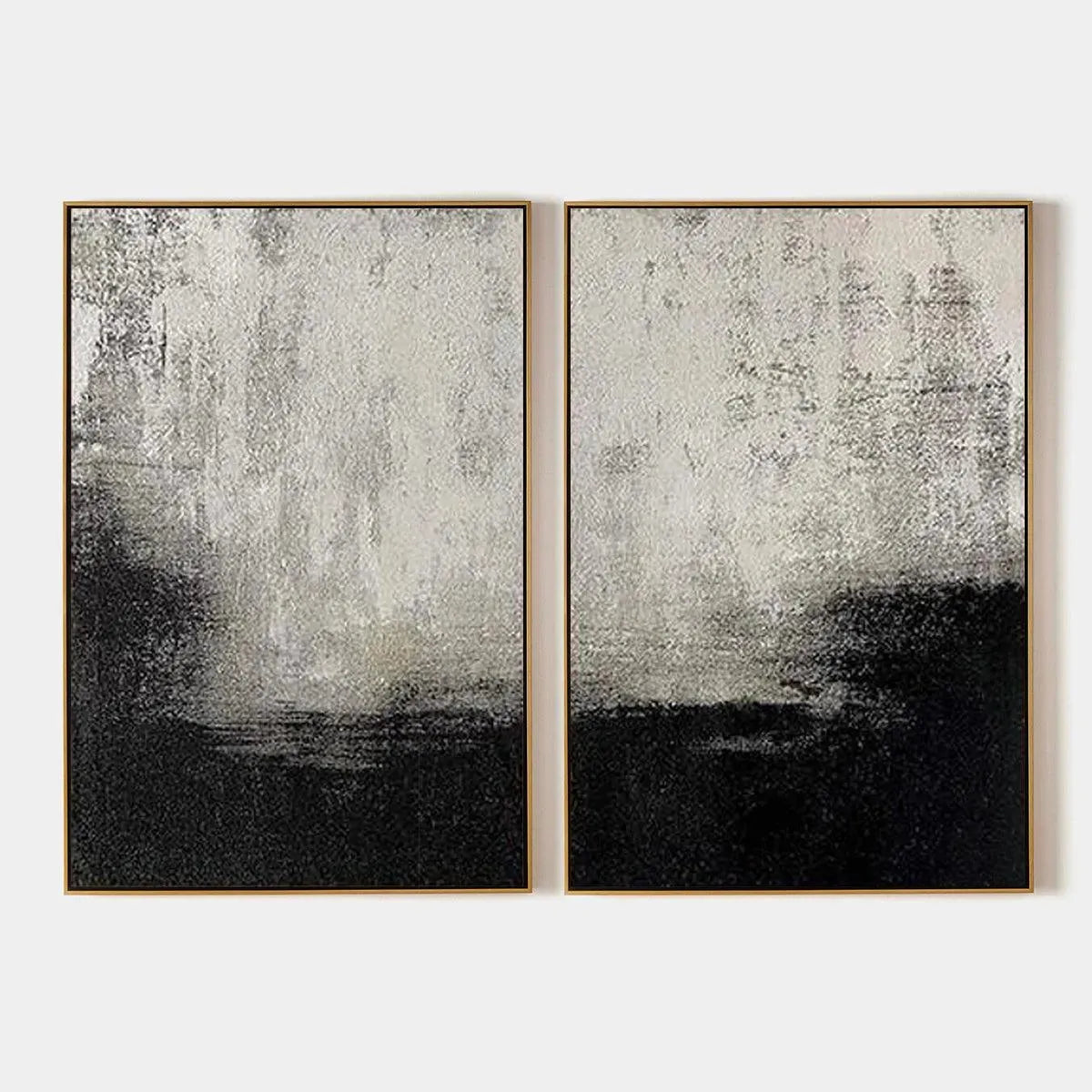 Black and White Abstract Wall Art Set of 2 | Diptych Canvas #AA 427
