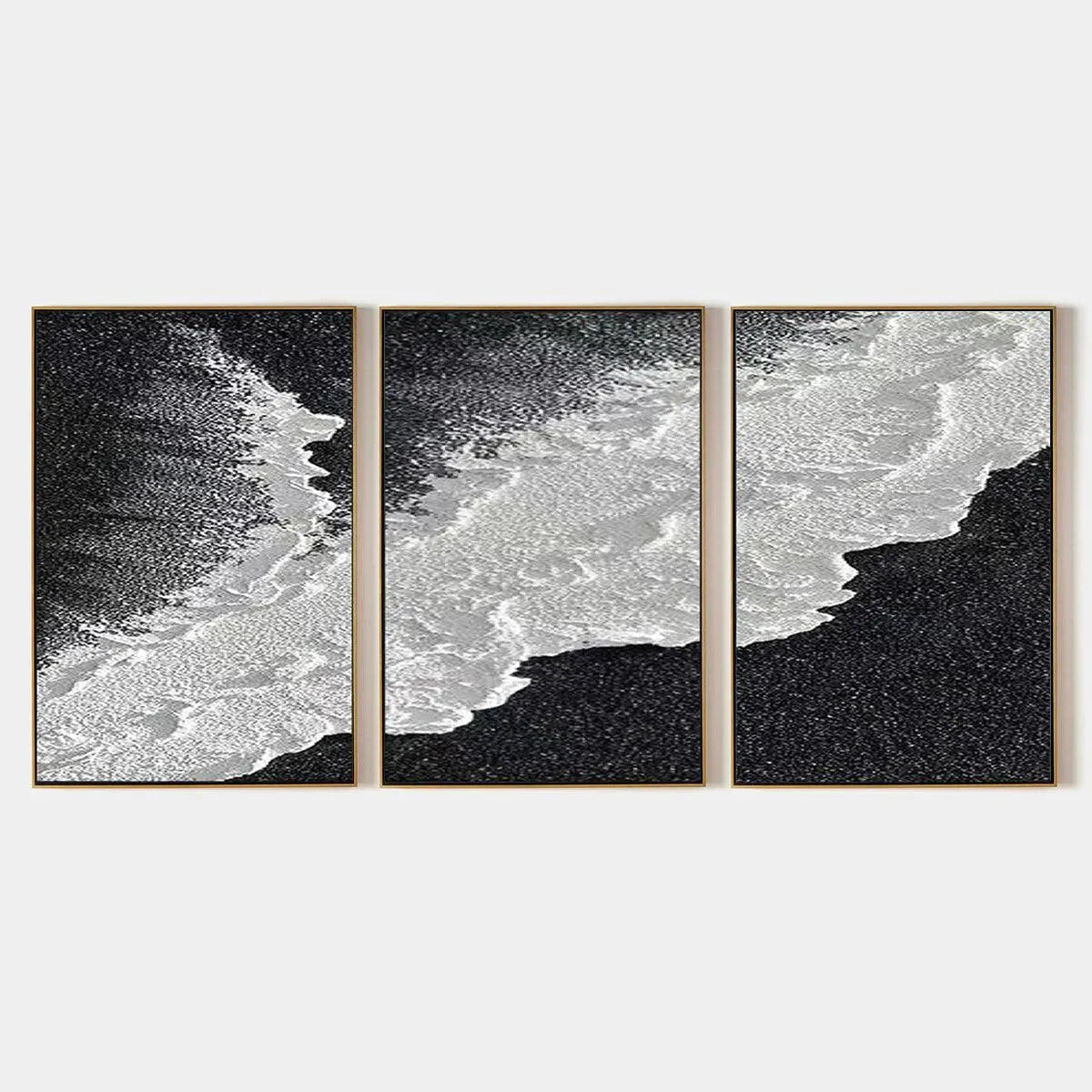 Black and White Ocean Triptych | 3 Piece Seascape Canvas Art #AA 423