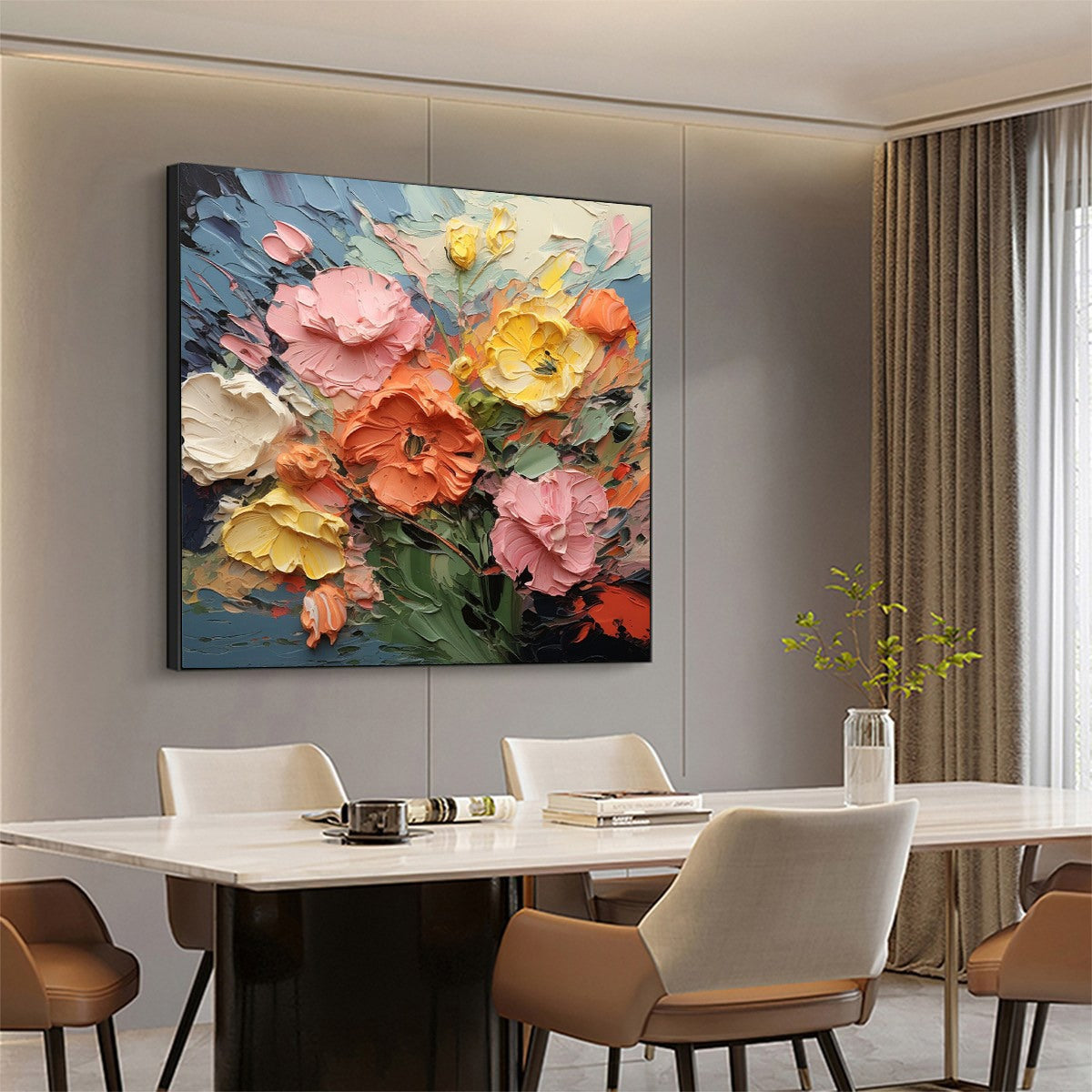 Textured 3D Floral Painting | Impasto Bouquet Art #AA 191