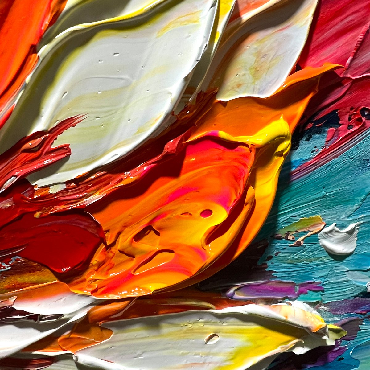 Textured 3D Floral Painting | Colorful Impasto Art #AA 192