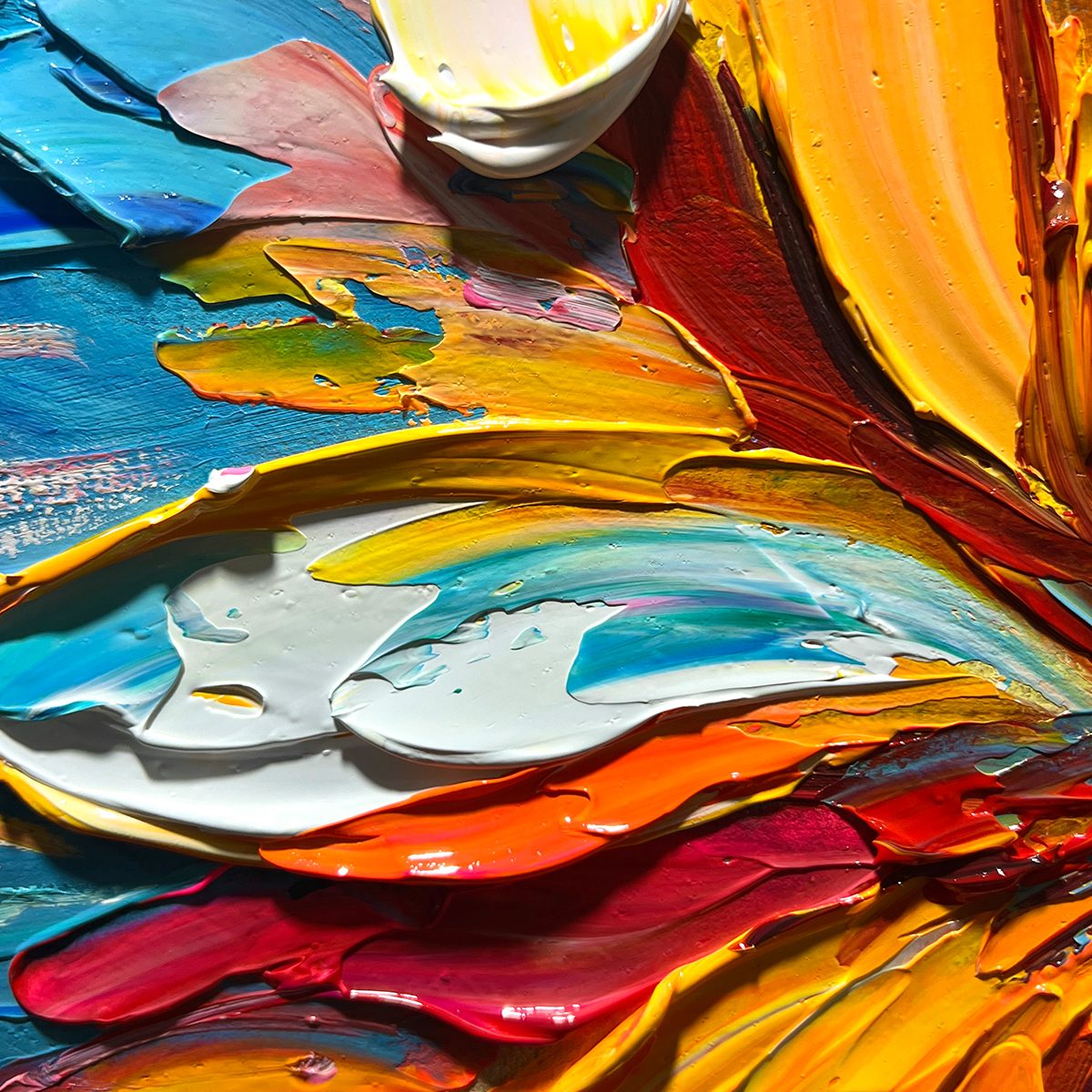 Textured 3D Floral Painting | Colorful Impasto Art #AA 192