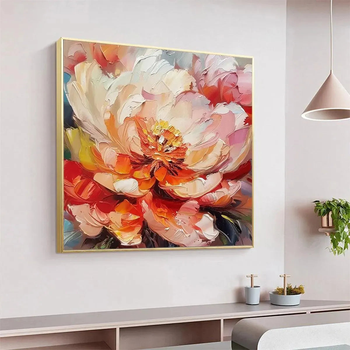 Textured 3D Peony Painting | Colorful Impasto Floral Art #AA 193