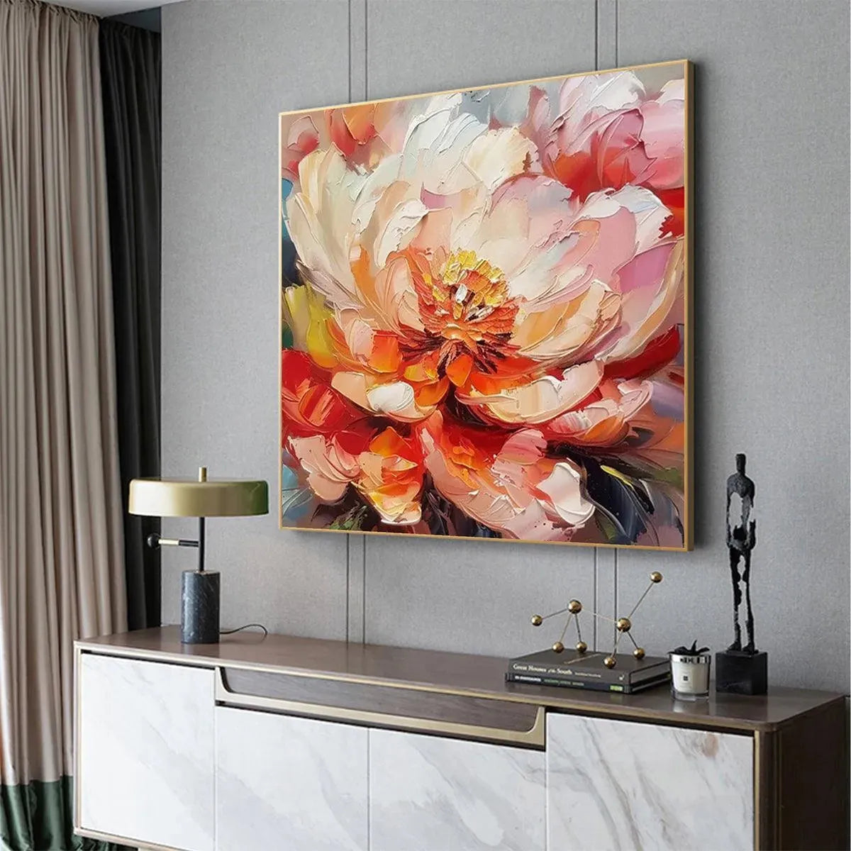 Textured 3D Peony Painting | Colorful Impasto Floral Art #AA 193