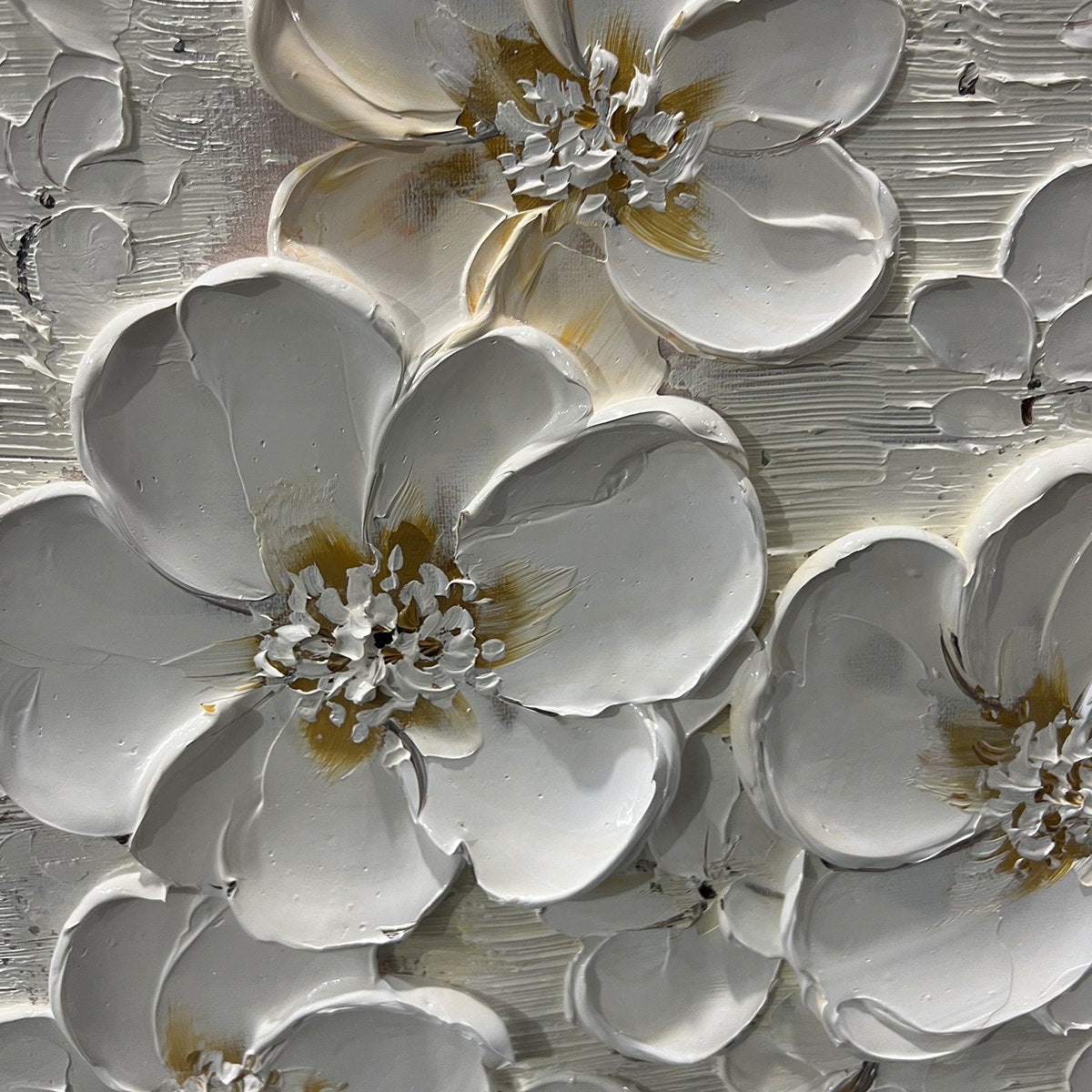 Textured White Floral Art | Elegant Original Blossom Painting #ZZ 251