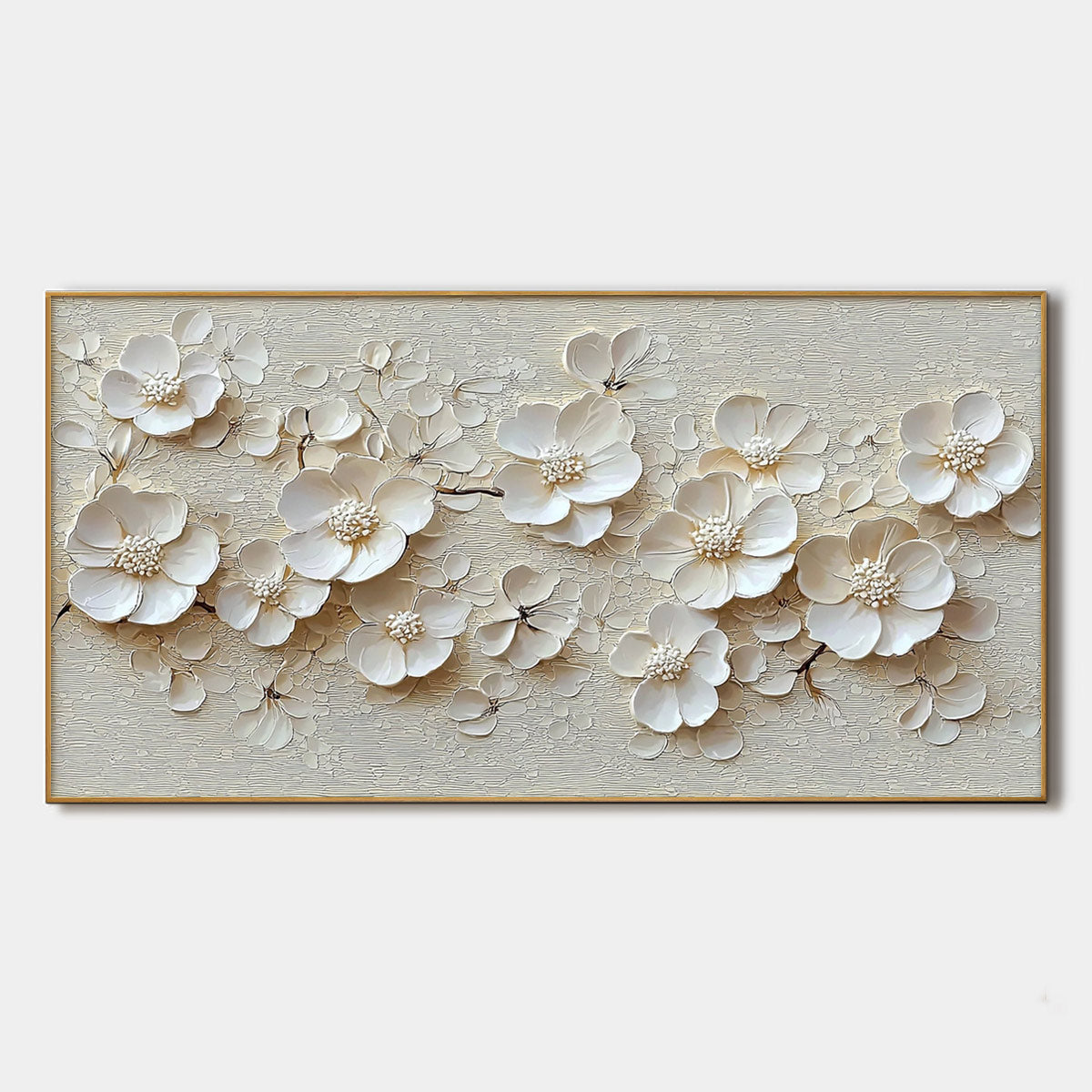 Textured White Floral Art | Elegant Original Blossom Painting #ZZ 251