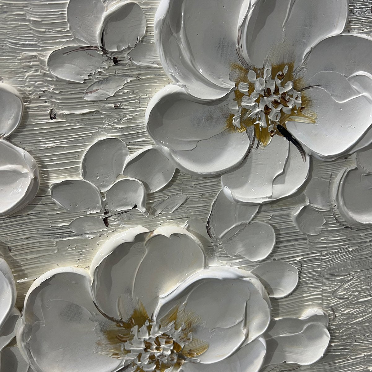 Textured White Floral Art | Elegant Original Blossom Painting #ZZ 251