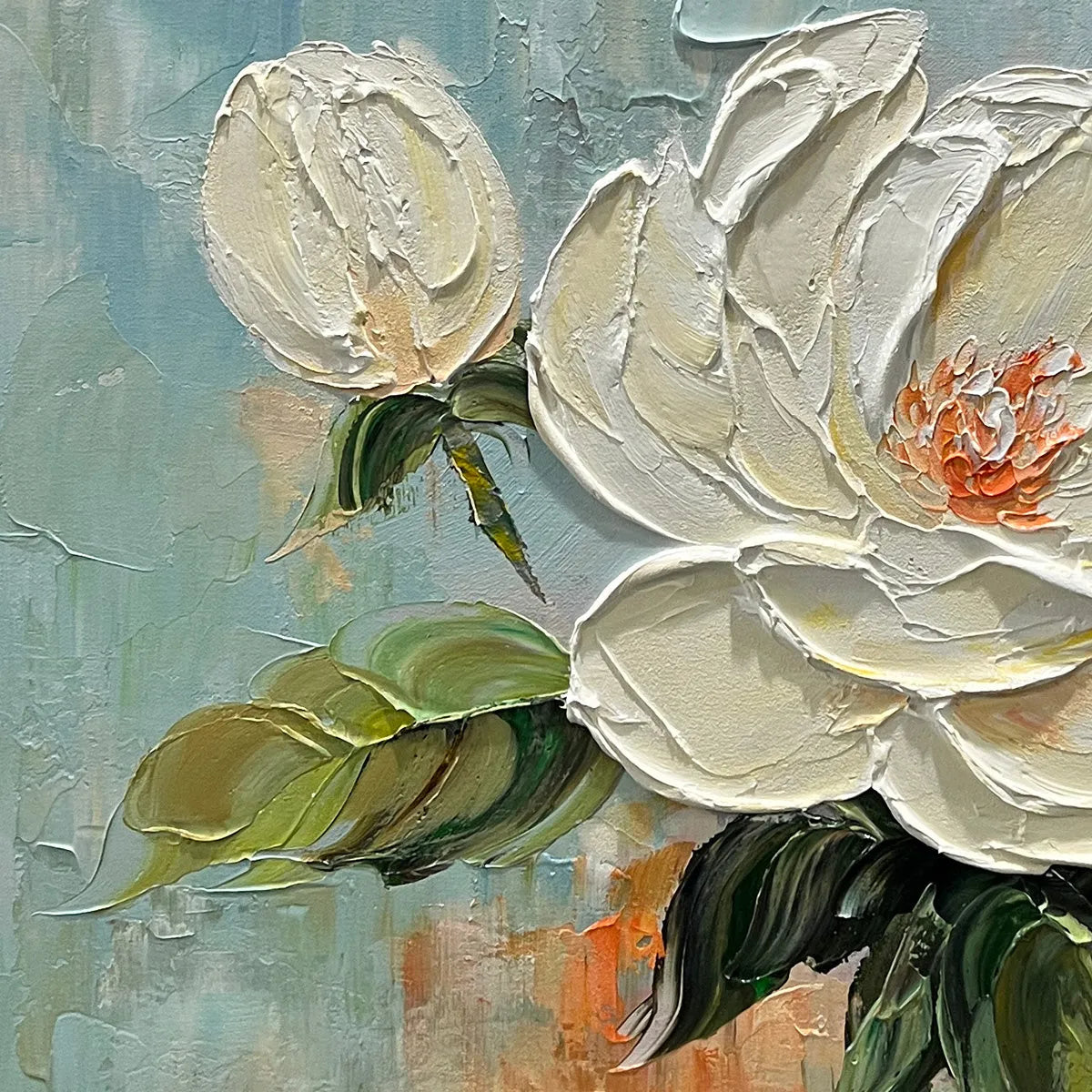 Textured 3D White Peony Painting | Impasto Floral Wall Art #AA 197