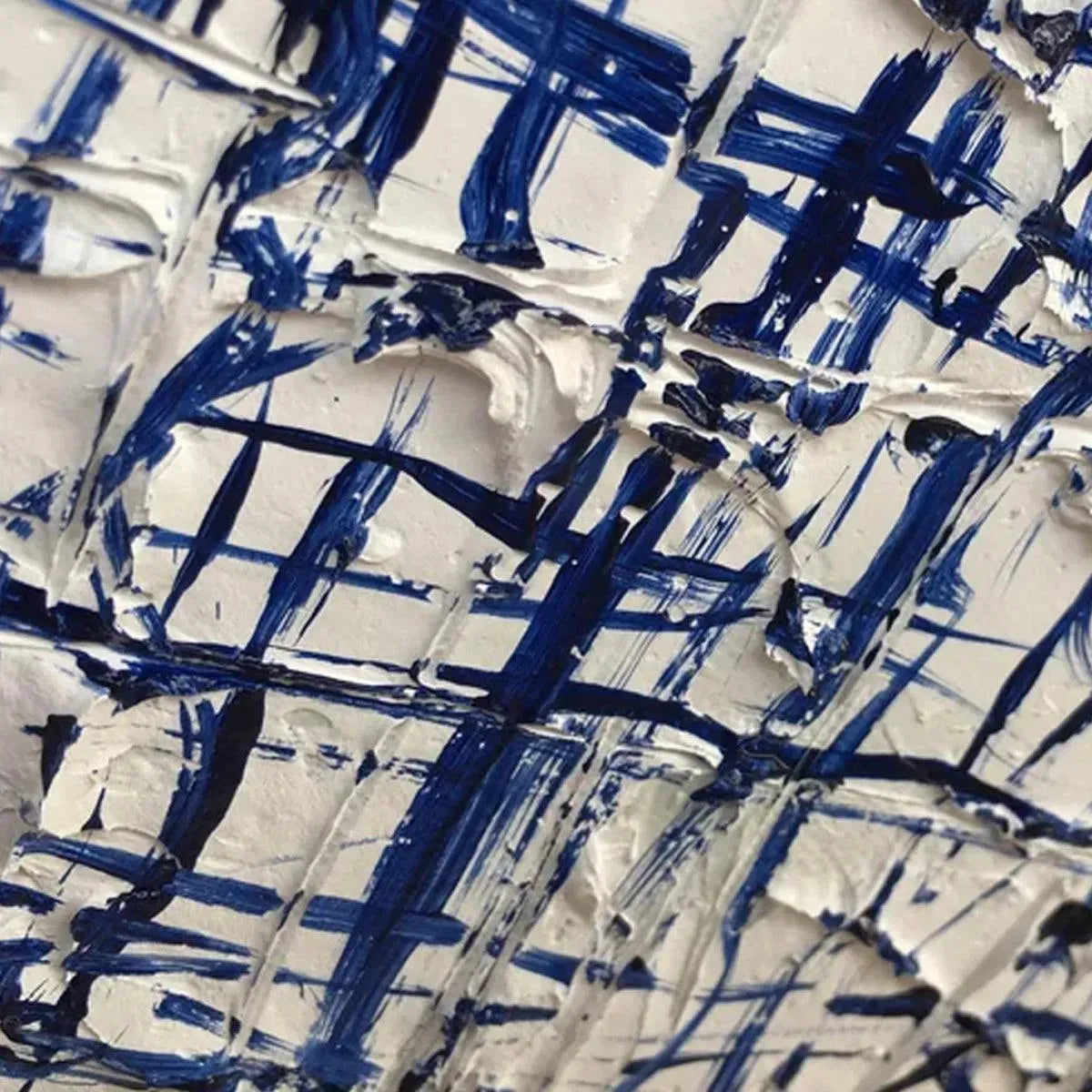 Textured Blue & White Abstract Art | Minimalist 3D Painting #AA 202