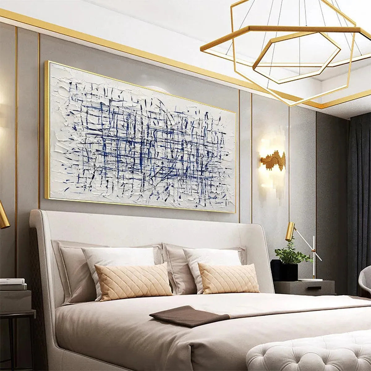 Textured Blue & White Abstract Art | Minimalist 3D Painting #AA 202