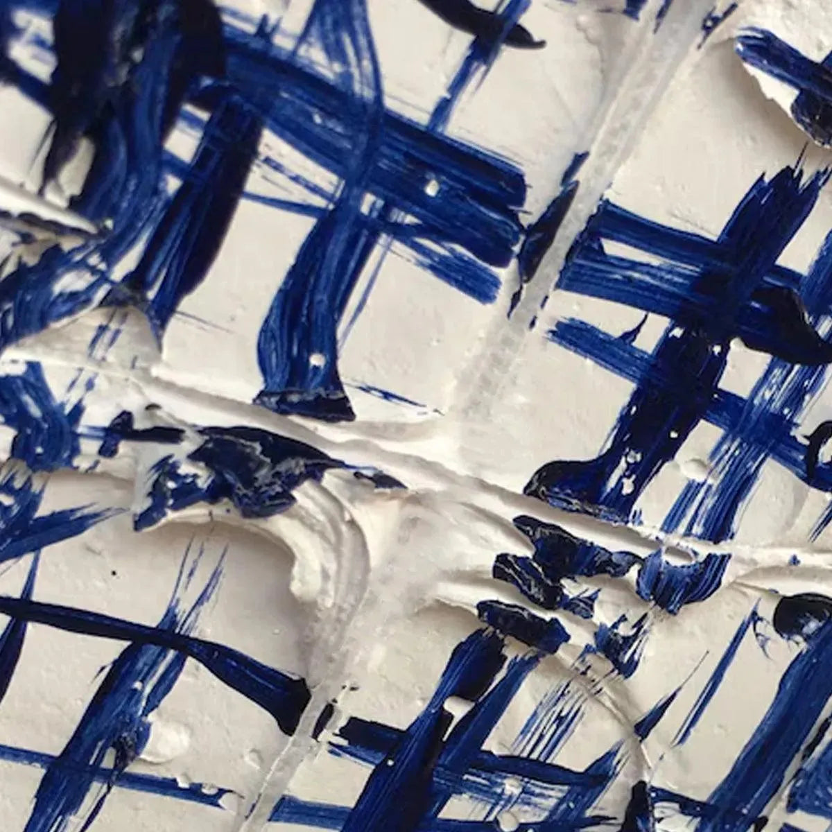 Abstract Linear Grid Painting | Blue & White Textured Art #AA 205