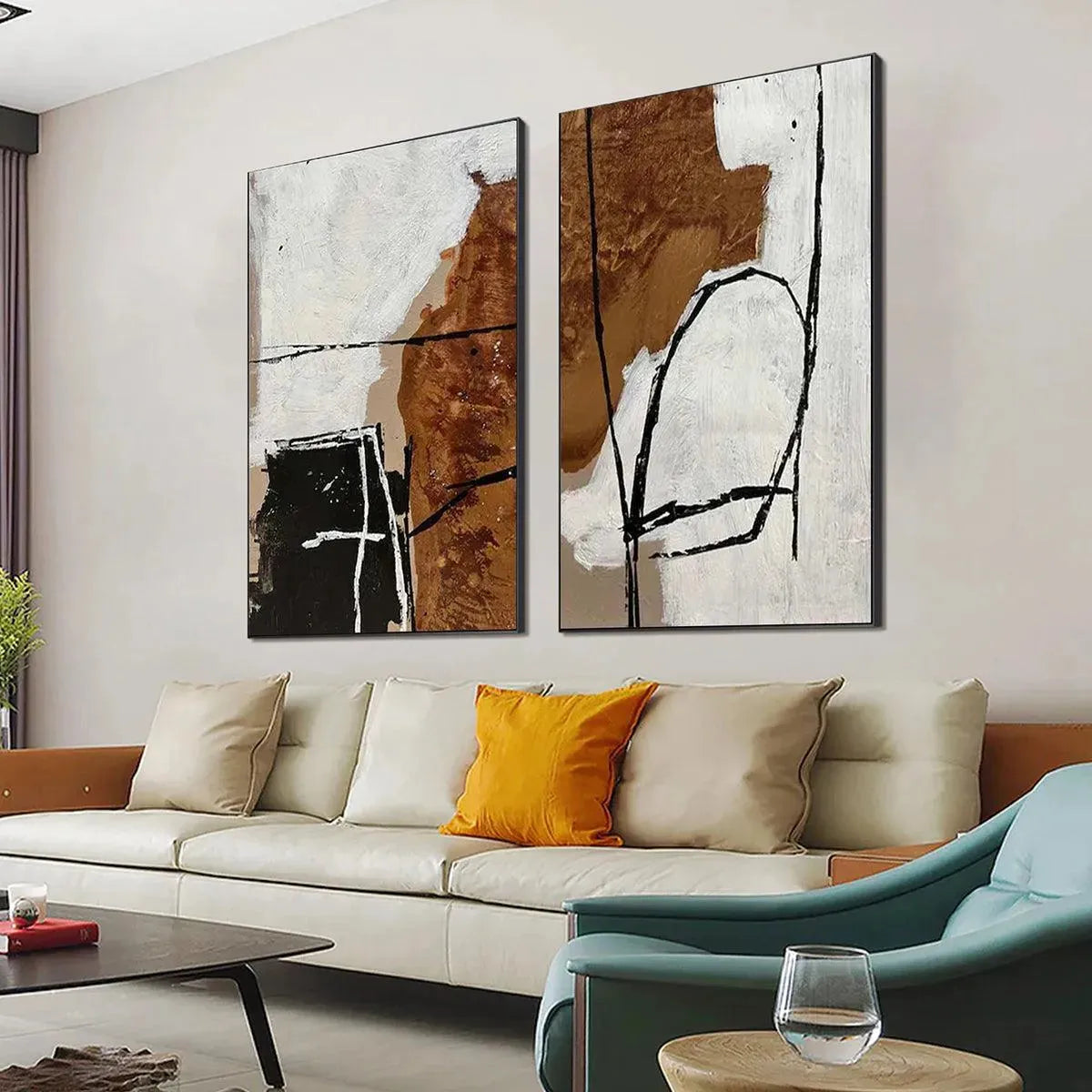 Earth Tone Abstract Art | Black, White & Brown Decor #AA 306
