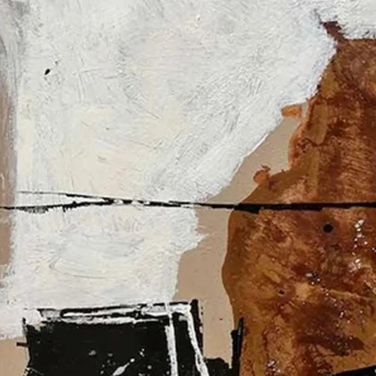 Earth Tone Abstract Art | Black, White & Brown Decor #AA 306