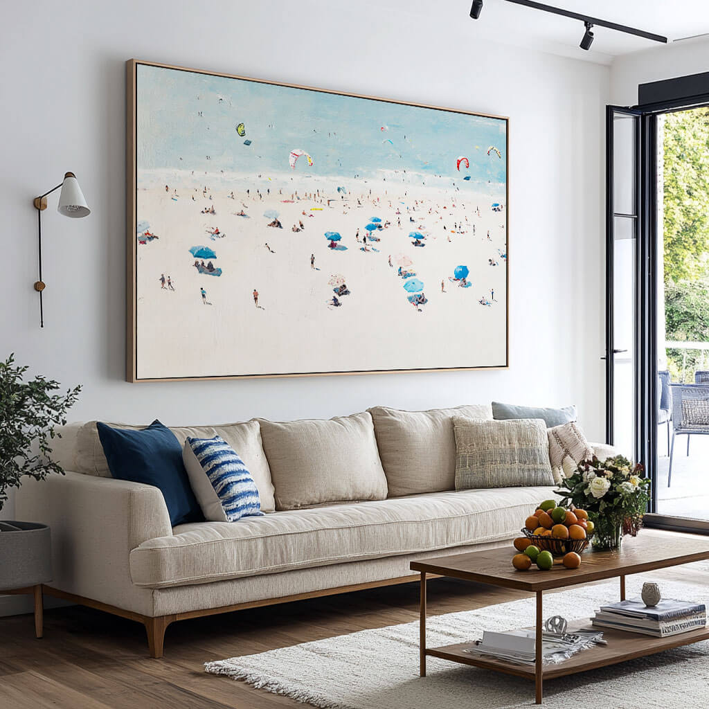 Aerial View Beach Canvas Wall Art | Summer Ocean Landscape #AA 315