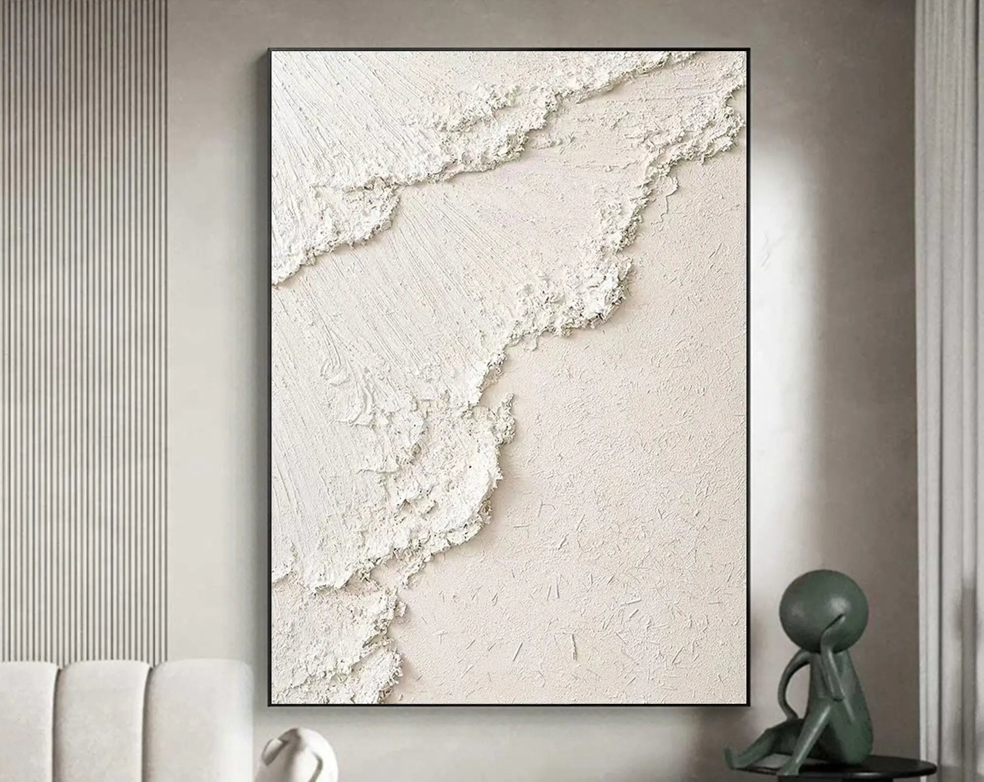 Oversized Ocean Wall Art | Textured Neutral Abstract Painting for Hallway #ZZ 124