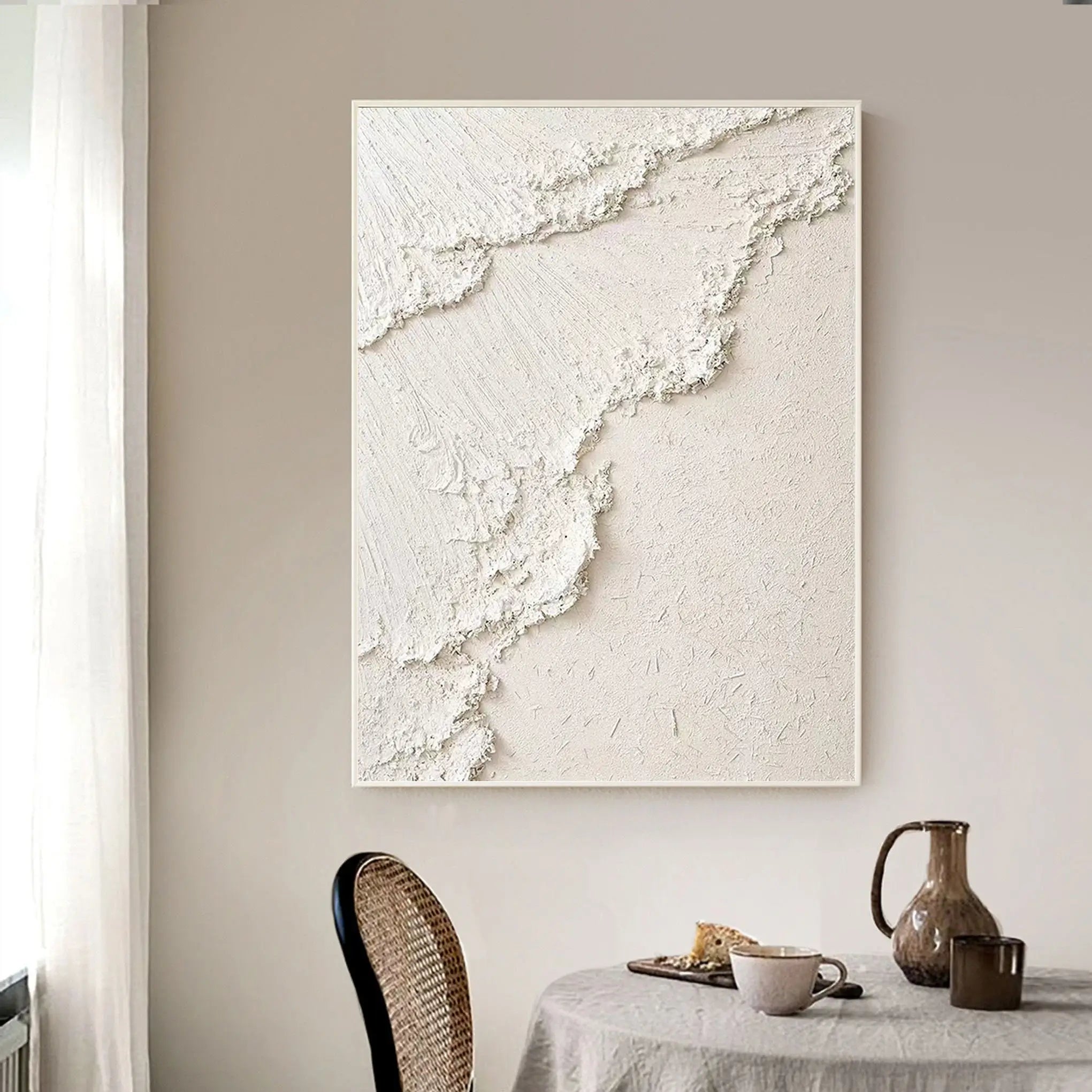 Oversized Ocean Wall Art | Textured Neutral Abstract Painting for Hallway #ZZ 124