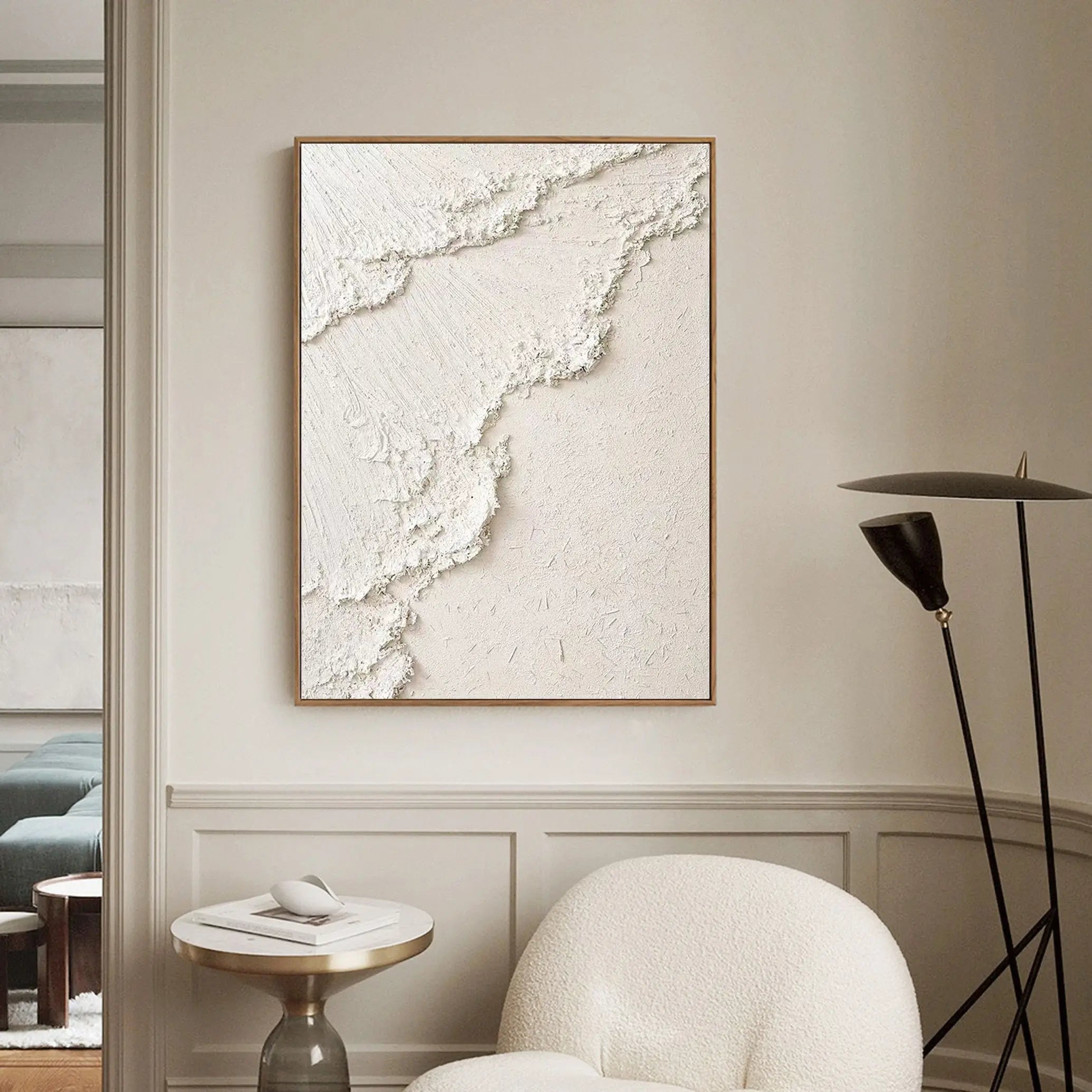Oversized Ocean Wall Art | Textured Neutral Abstract Painting for Hallway #ZZ 124