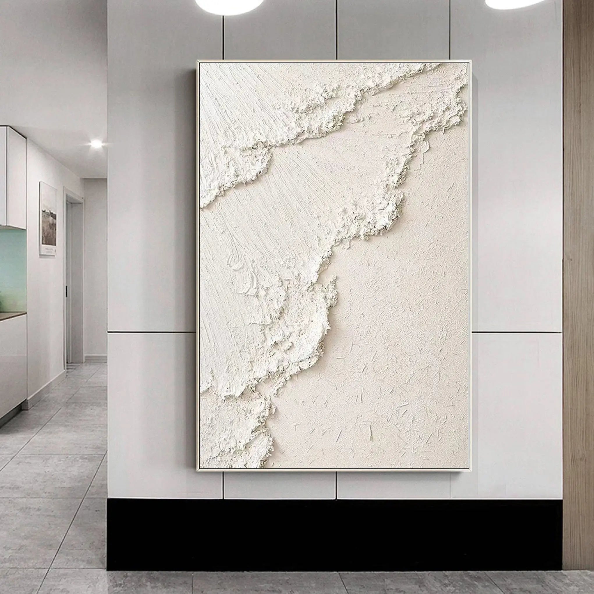Oversized Ocean Wall Art | Textured Neutral Abstract Painting for Hallway #ZZ 124