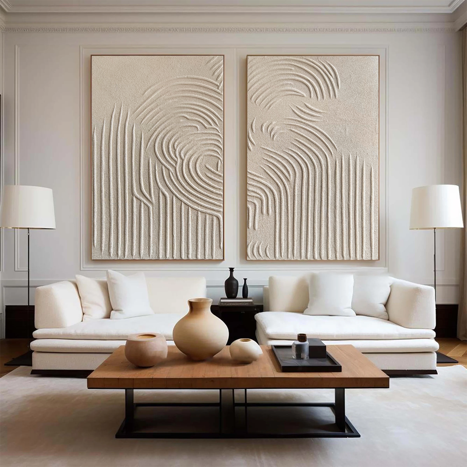 Textured Arch Wall Art Set | 2 Piece Neutral Abstract Canvas Diptych #ZZ 121