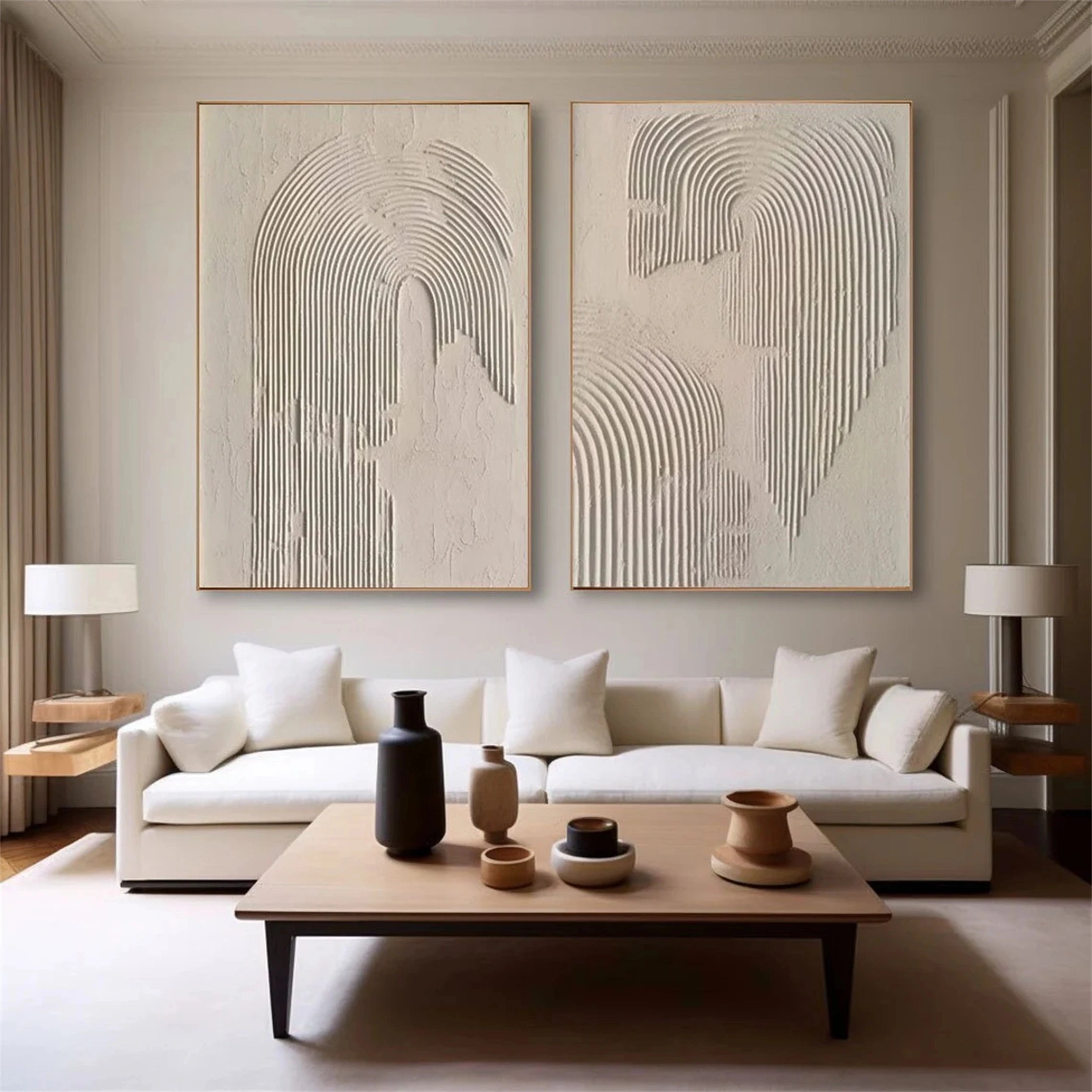 Plaster Texture Wall Art Set | 2 Piece Large Vertical Neutral Arch Decor #ZZ 120