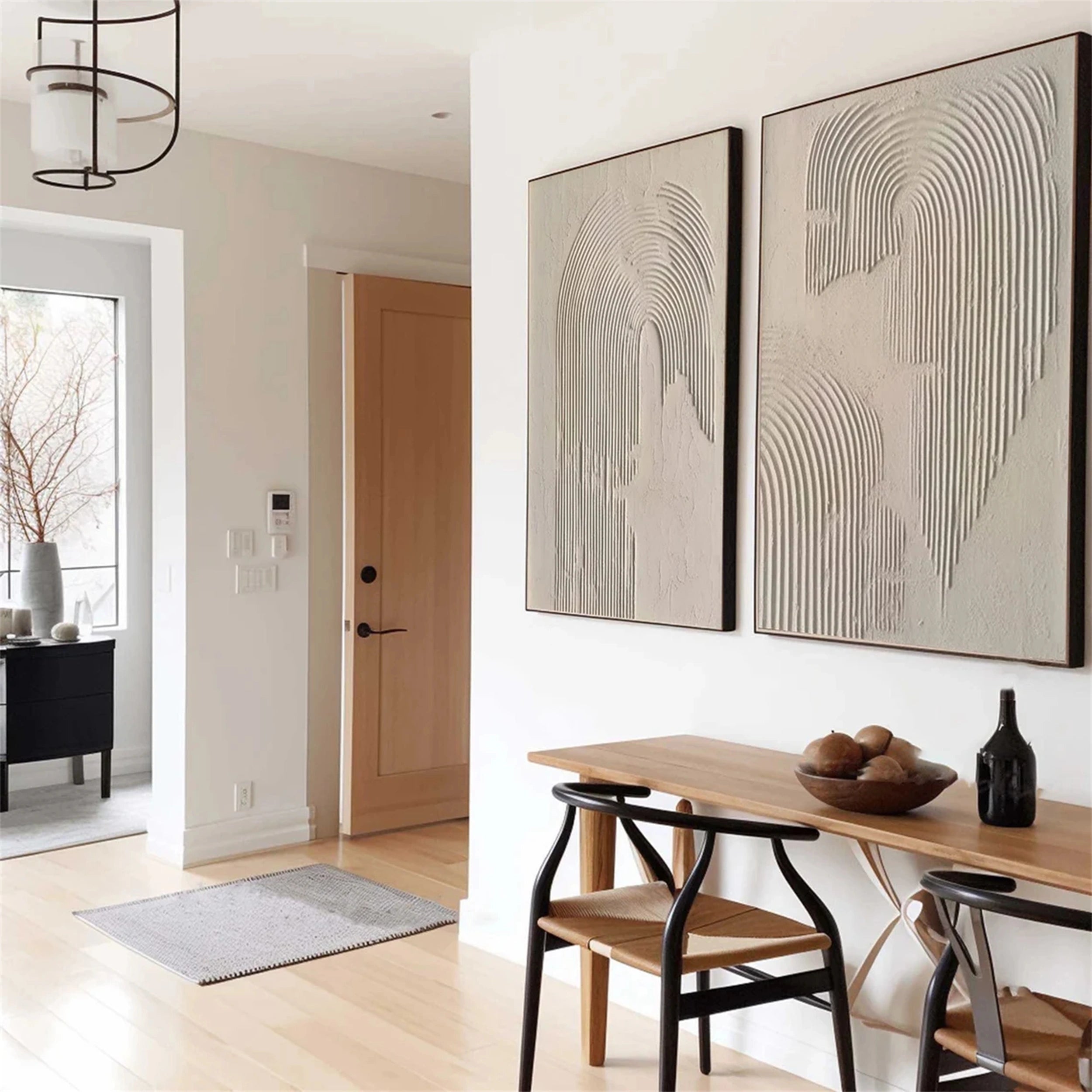 Plaster Texture Wall Art Set | 2 Piece Large Vertical Neutral Arch Decor #ZZ 120