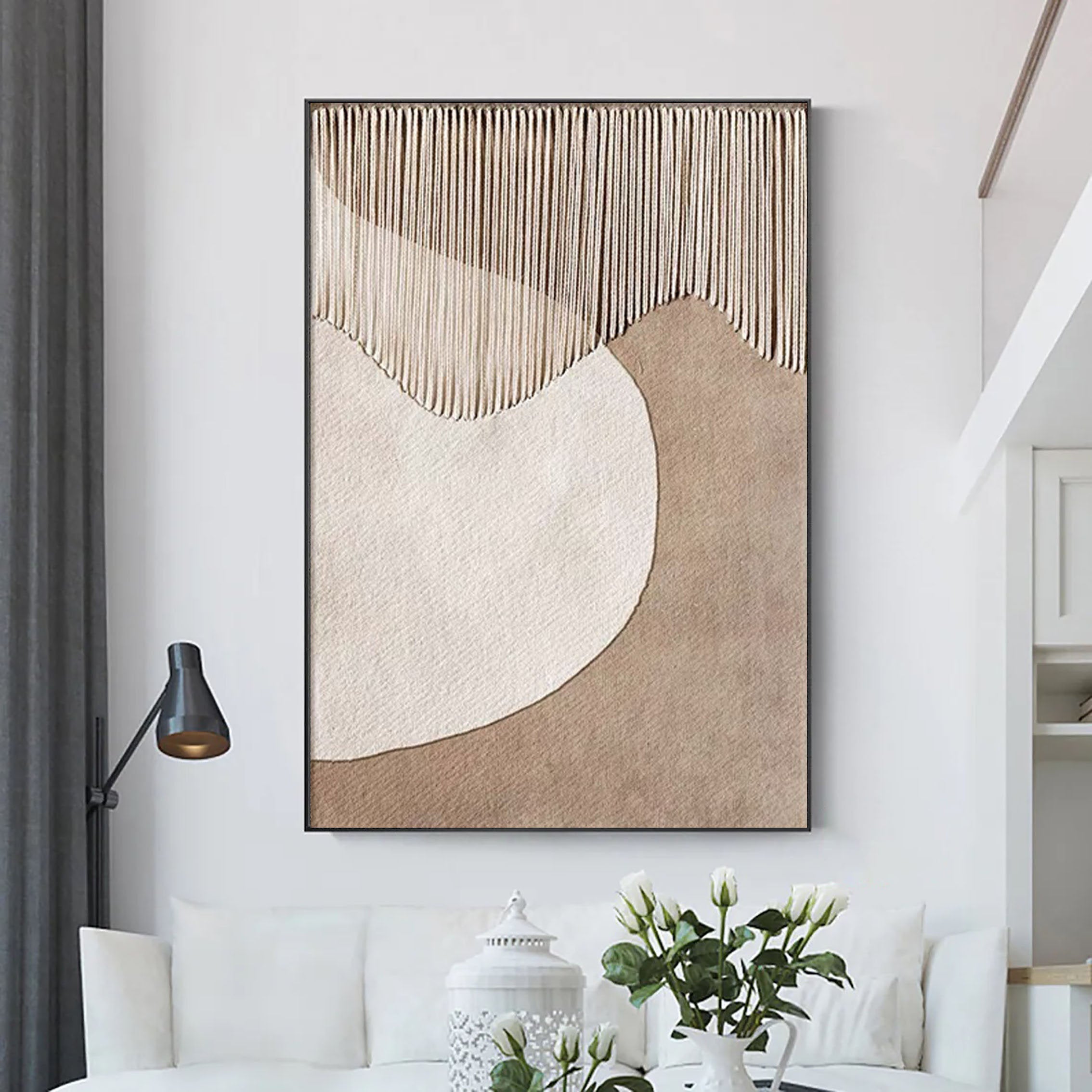 Handmade Mixed Media Abstract | Textured Beige & Brown Painting