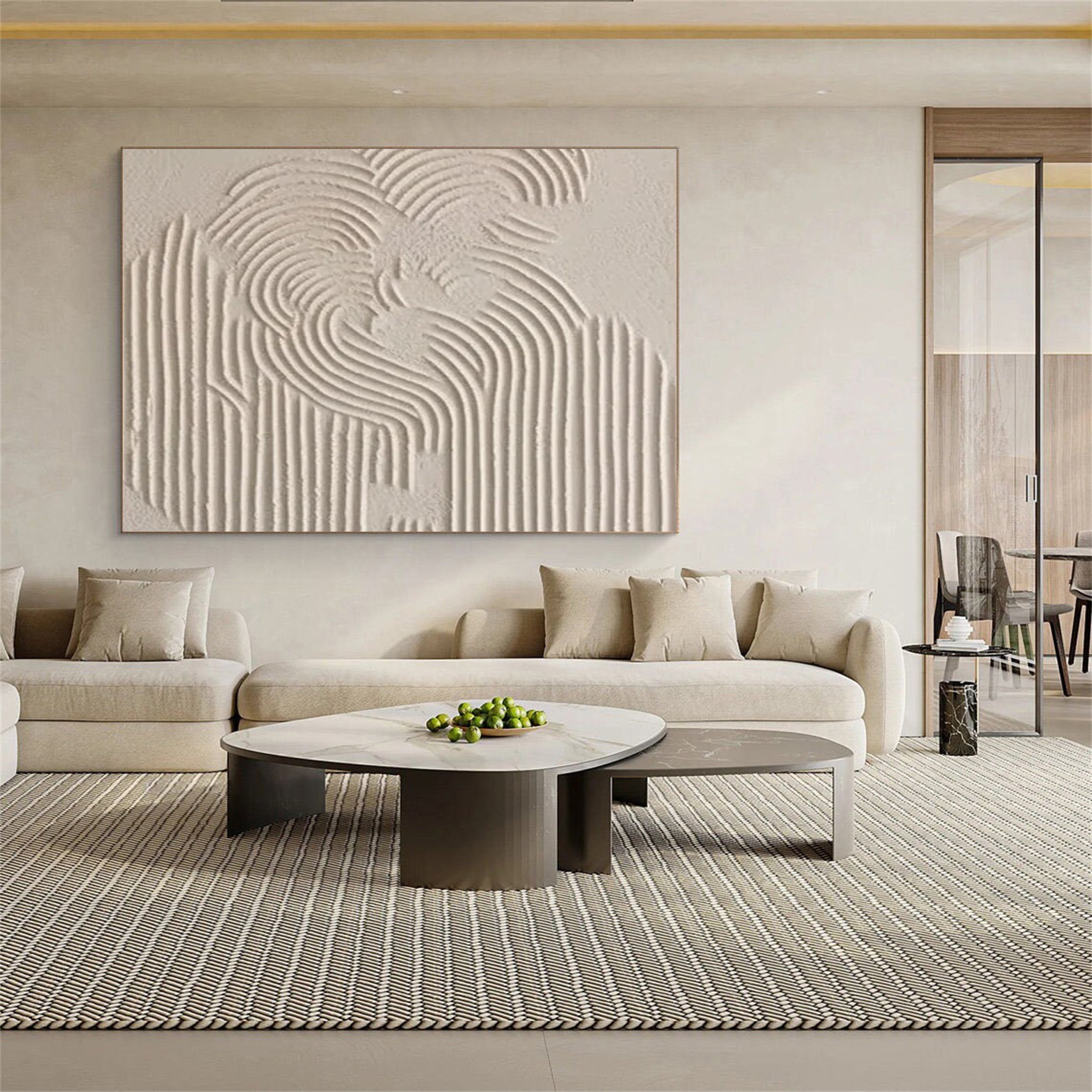 Wabi Sabi Textured Wall Art | Large Horizontal Neutral Canvas Decor #ZZ 119